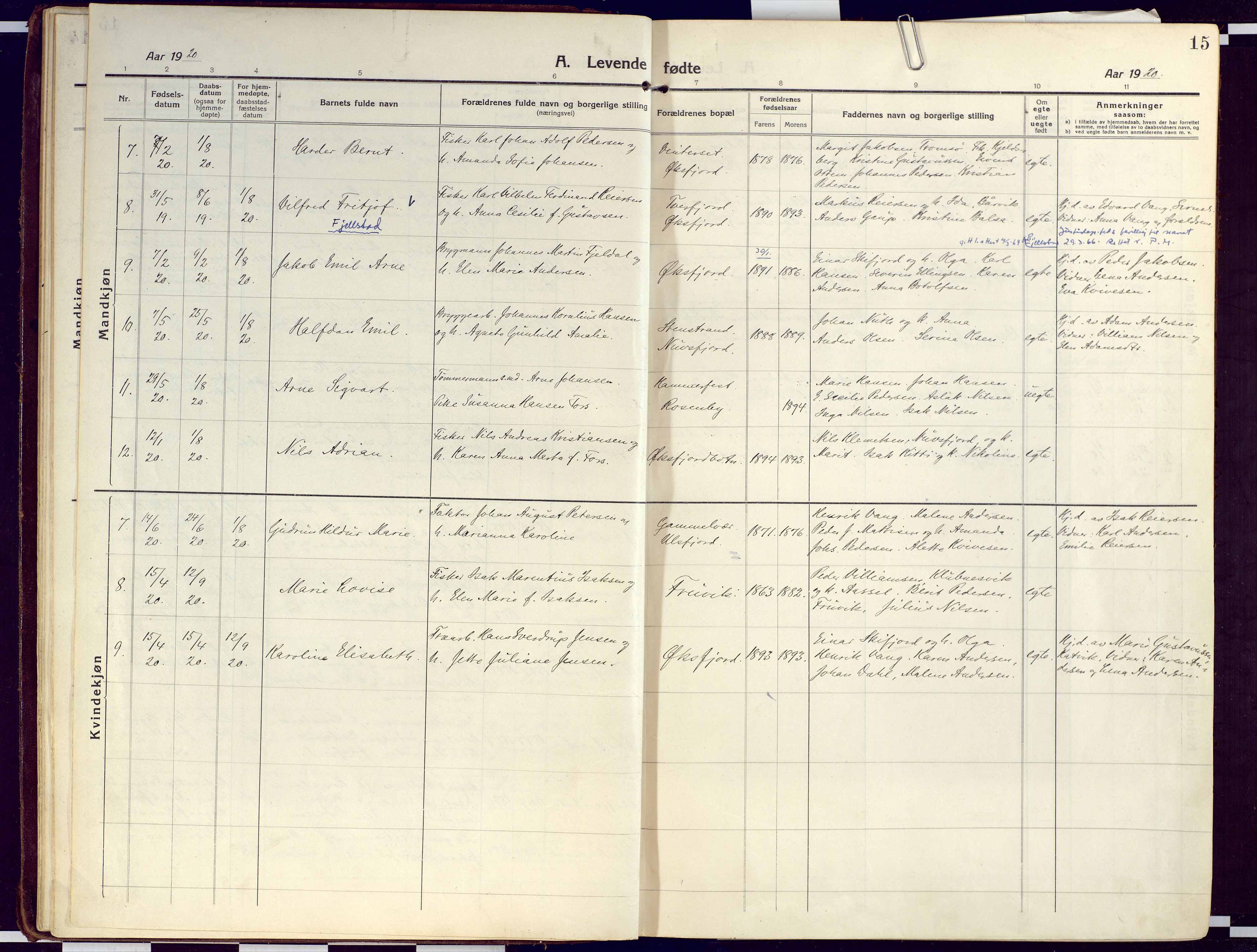 Loppa sokneprestkontor, AV/SATØ-S-1339/H/Ha/L0012kirke: Ministerialbok nr. 12, 1917-1932, s. 15