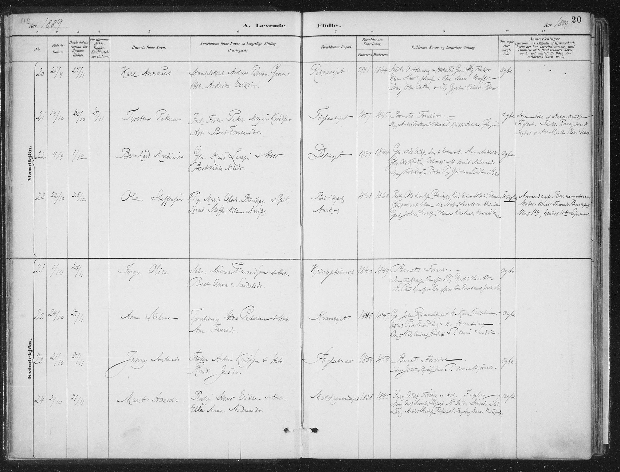 Ministerialprotokoller, klokkerbøker og fødselsregistre - Møre og Romsdal, AV/SAT-A-1454/555/L0658: Ministerialbok nr. 555A09, 1887-1917, s. 20