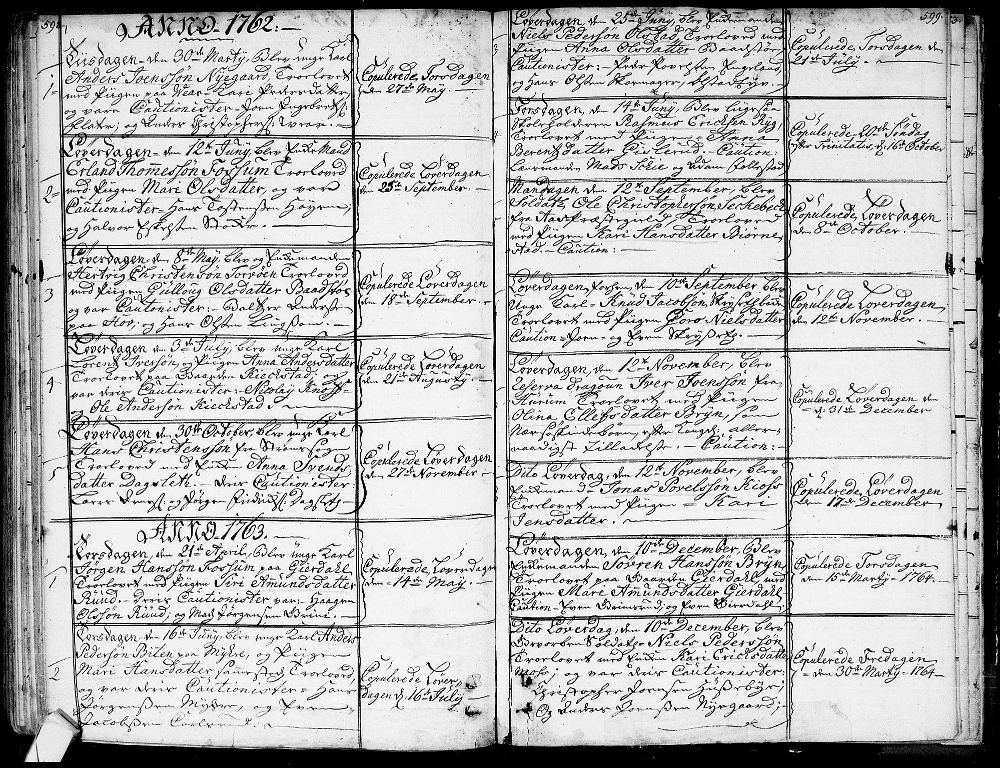 Røyken kirkebøker, AV/SAKO-A-241/G/Ga/L0001: Klokkerbok nr. 1, 1740-1768, s. 598-599