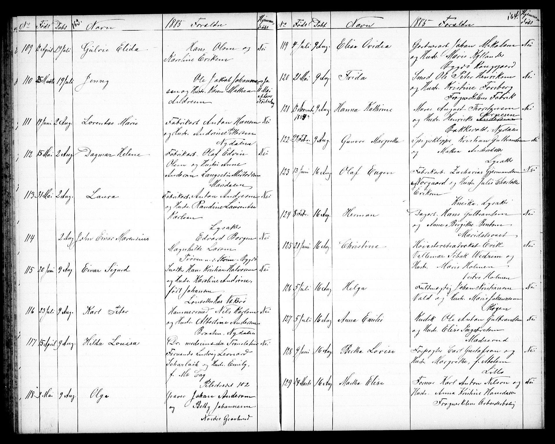 Vestre Aker prestekontor Kirkebøker, AV/SAO-A-10025/G/Ga/L0003: Klokkerbok nr. I 3, 1878-1891, s. 163-164