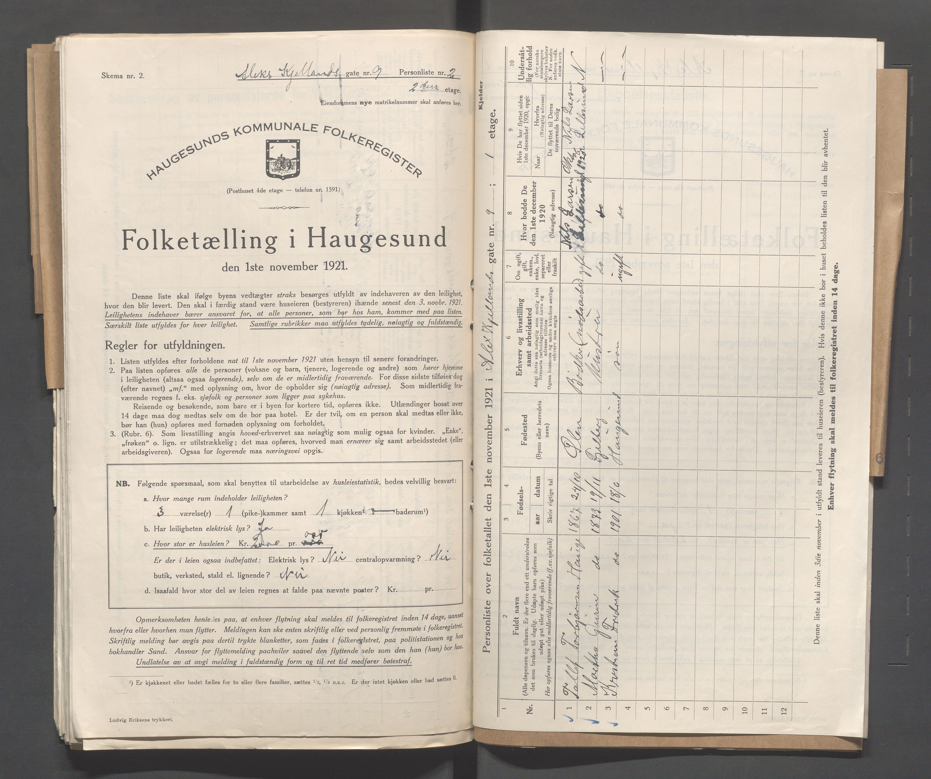 IKAR, Kommunal folketelling 1.11.1921 for Haugesund, 1921, s. 74