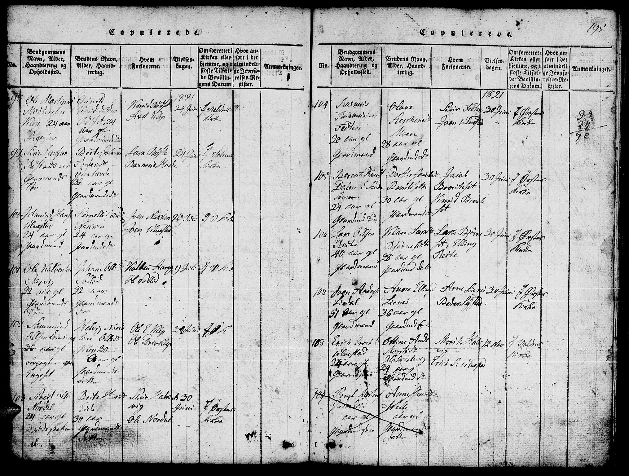 Ministerialprotokoller, klokkerbøker og fødselsregistre - Møre og Romsdal, AV/SAT-A-1454/511/L0155: Klokkerbok nr. 511C01, 1817-1829, s. 195