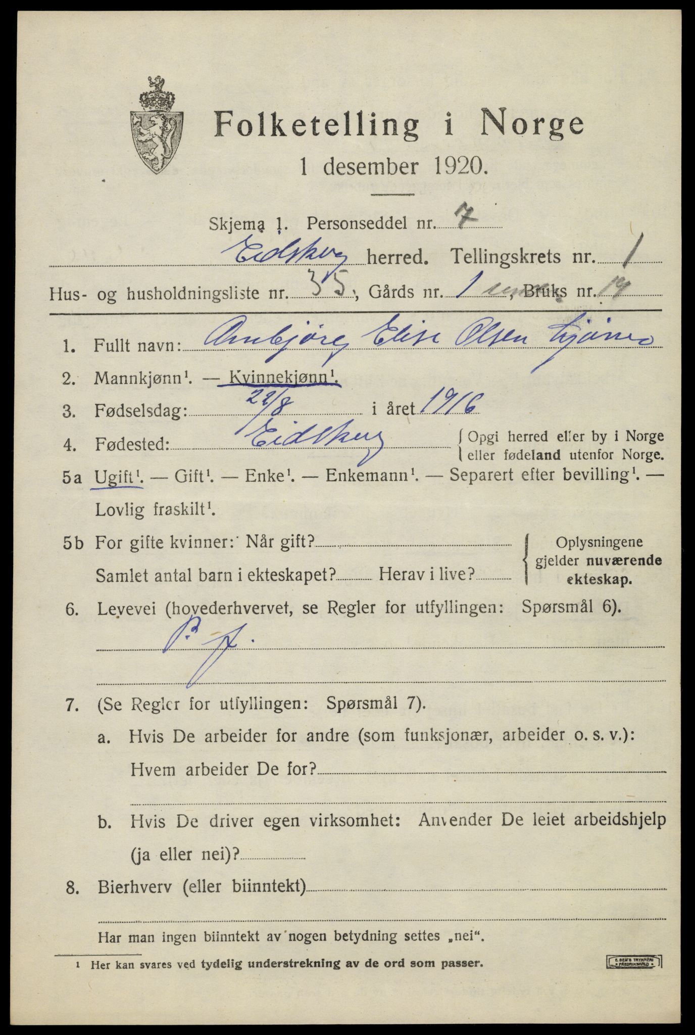 SAH, Folketelling 1920 for 0420 Eidskog herred, 1920, s. 2793
