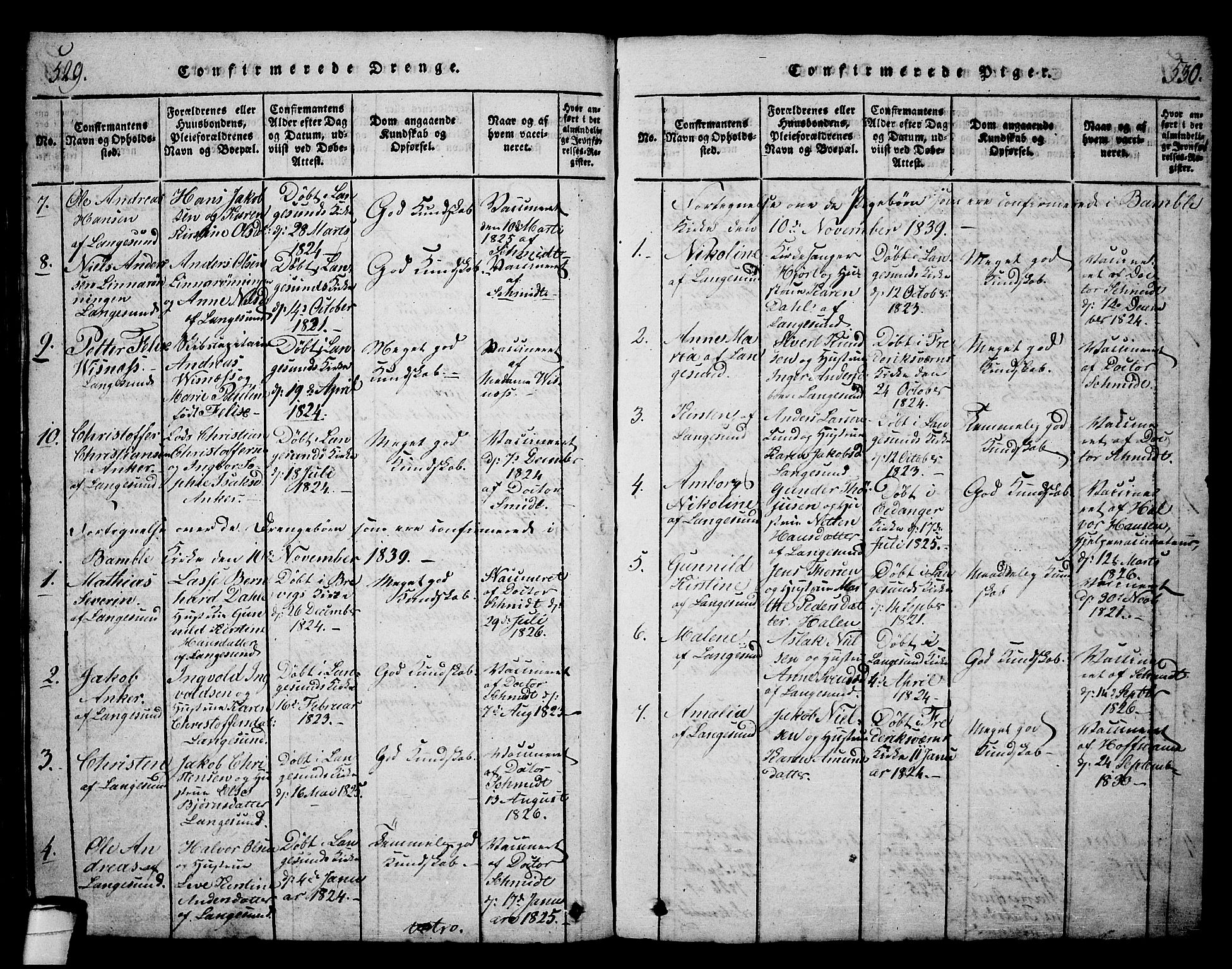 Langesund kirkebøker, AV/SAKO-A-280/G/Ga/L0003: Klokkerbok nr. 3, 1815-1858, s. 529-530