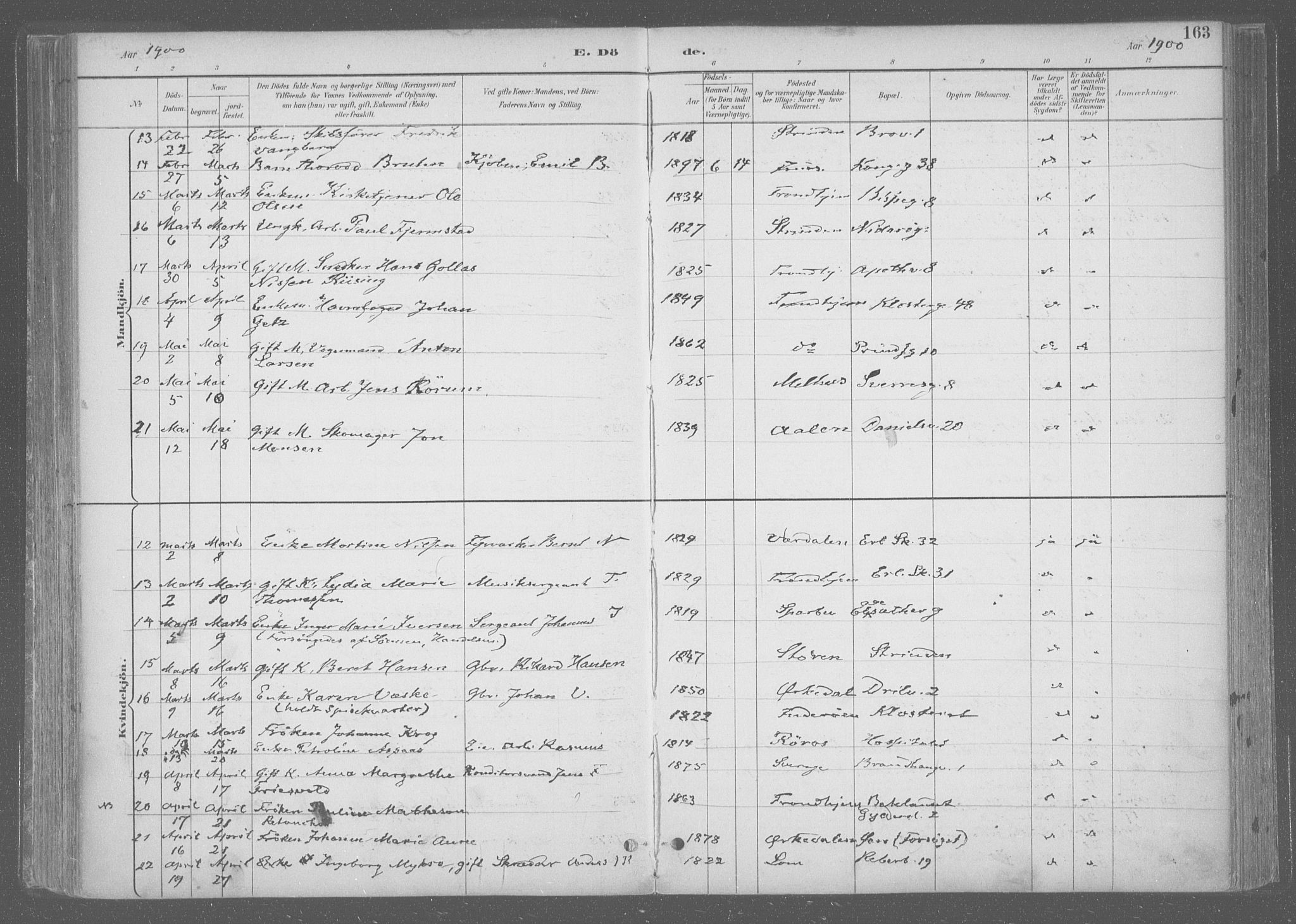 Ministerialprotokoller, klokkerbøker og fødselsregistre - Sør-Trøndelag, SAT/A-1456/601/L0064: Ministerialbok nr. 601A31, 1891-1911, s. 163