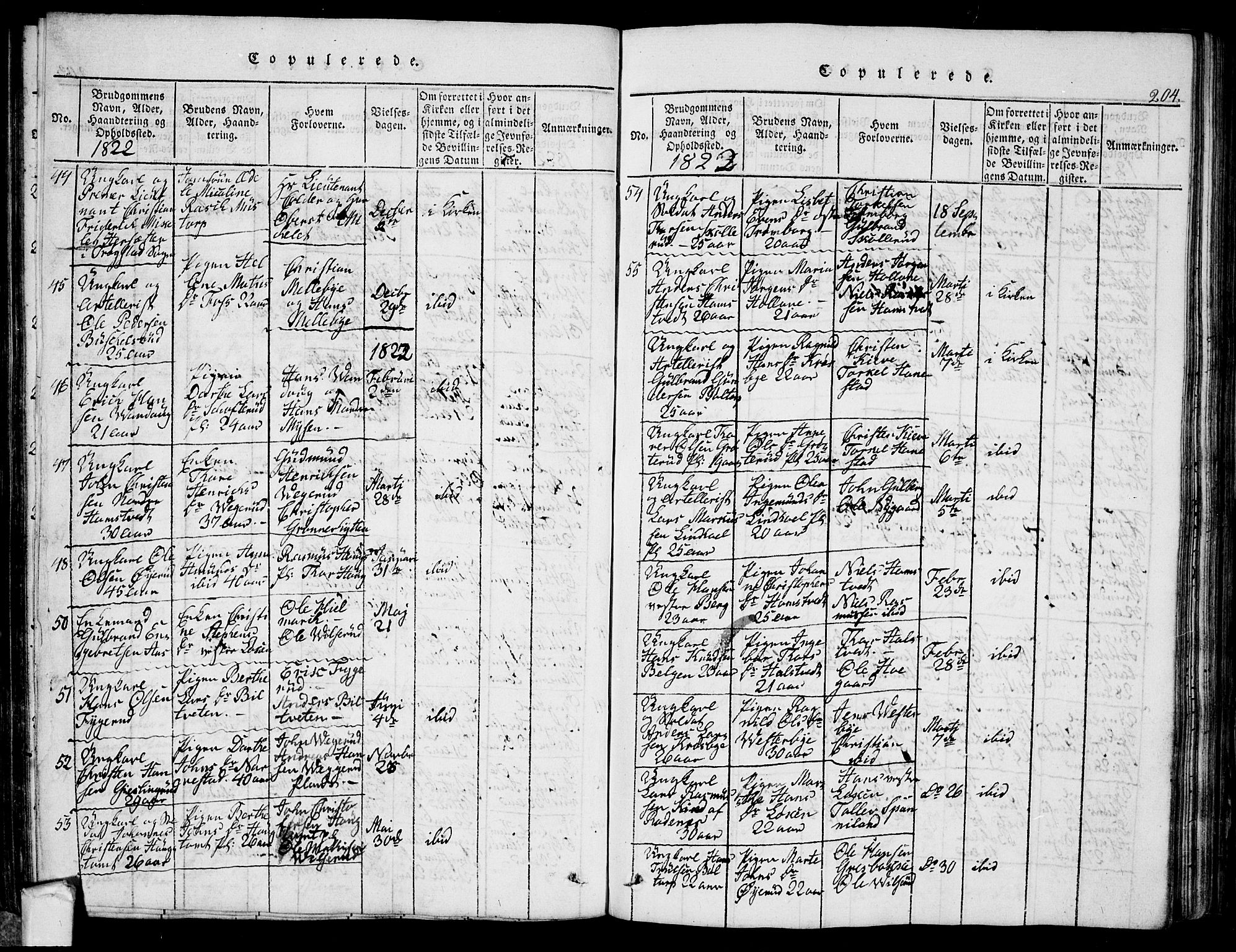 Eidsberg prestekontor Kirkebøker, AV/SAO-A-10905/G/Ga/L0001: Klokkerbok nr. I 1, 1814-1831, s. 204