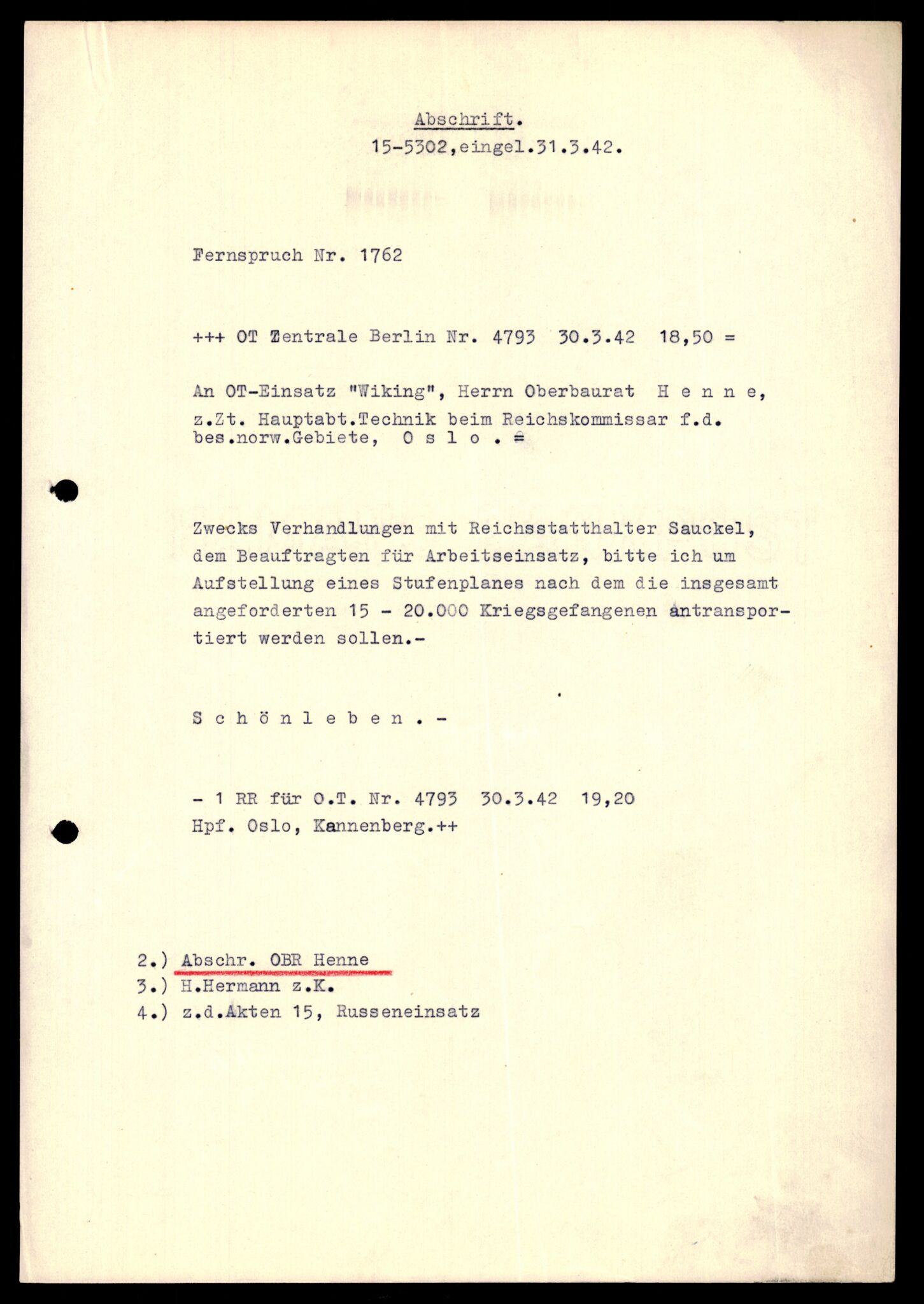 Forsvarets Overkommando. 2 kontor. Arkiv 11.4. Spredte tyske arkivsaker, AV/RA-RAFA-7031/D/Dar/Darb/L0001: Reichskommissariat - Hauptabteilung Technik und Verkehr, 1940-1944, s. 112