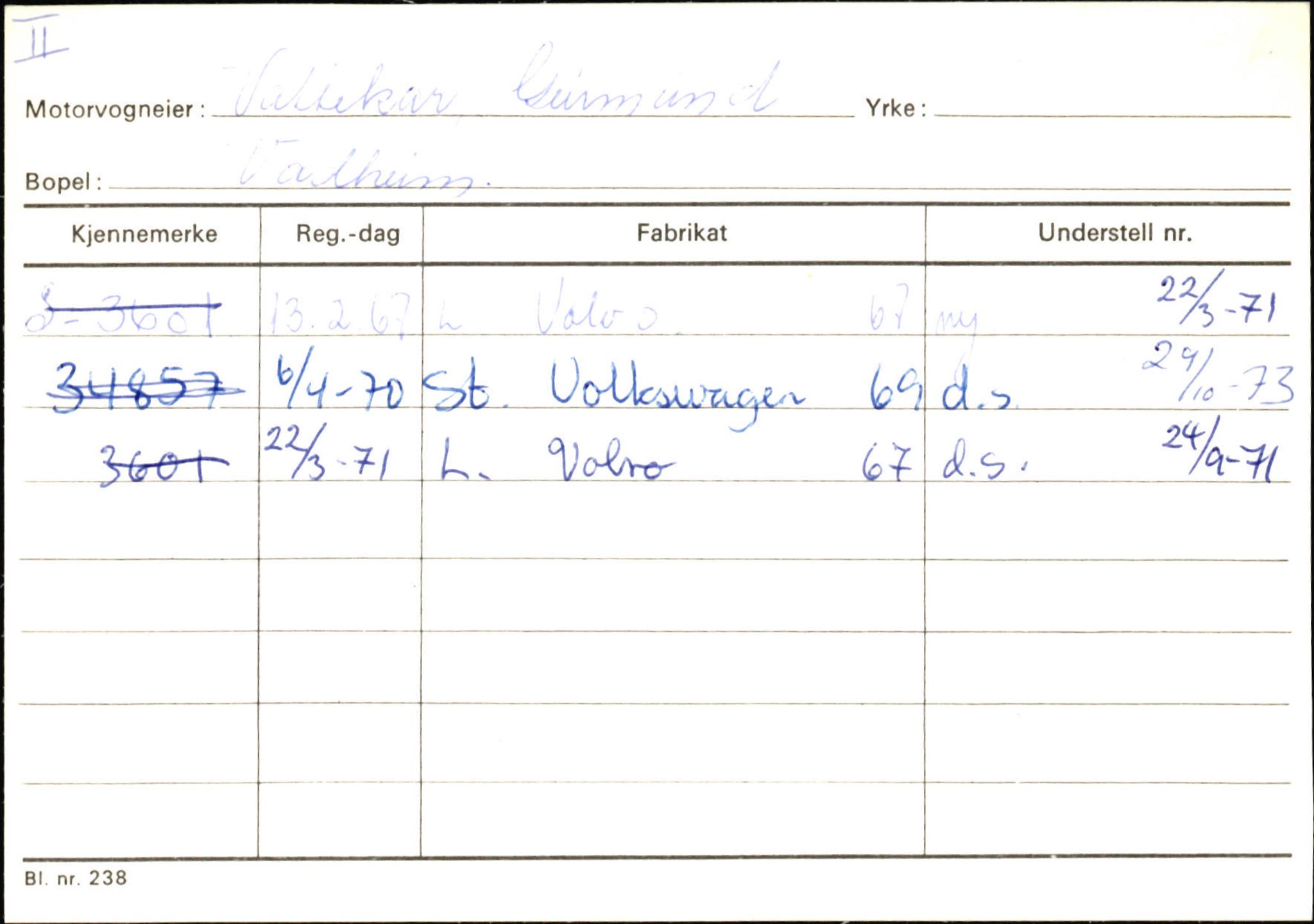 Statens vegvesen, Sogn og Fjordane vegkontor, SAB/A-5301/4/F/L0131: Eigarregister Høyanger P-Å. Stryn S-Å, 1945-1975, s. 786