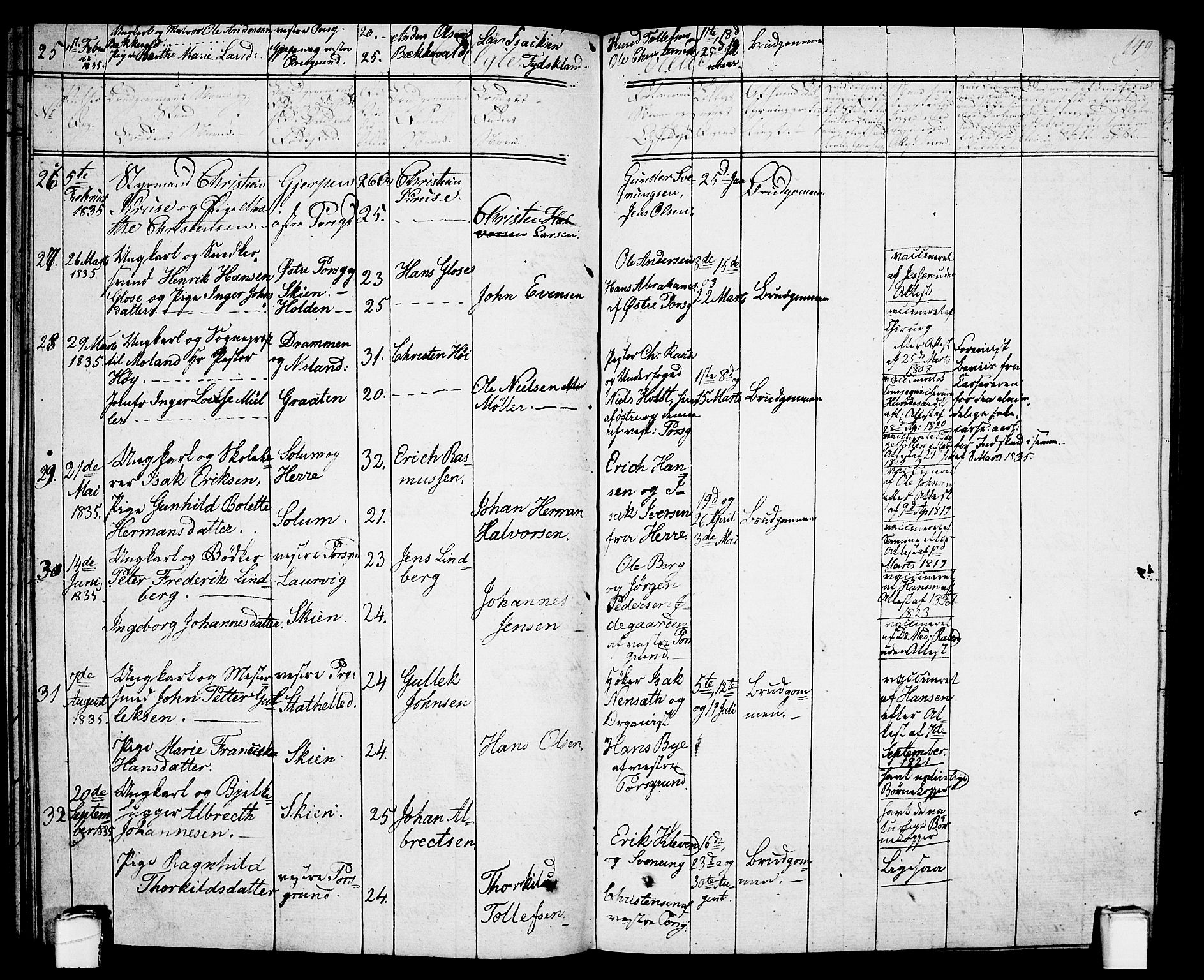 Porsgrunn kirkebøker , AV/SAKO-A-104/G/Gb/L0002: Klokkerbok nr. II 2, 1828-1841, s. 149