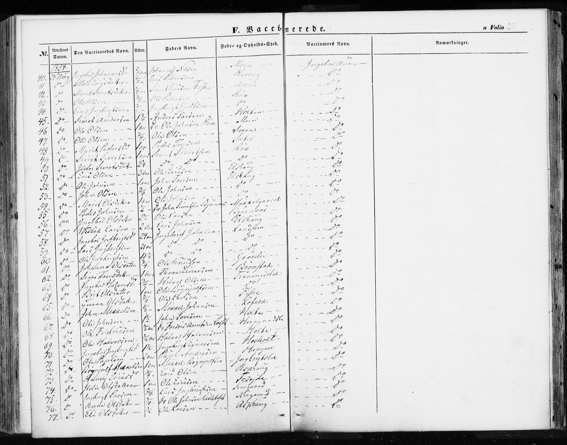 Ministerialprotokoller, klokkerbøker og fødselsregistre - Møre og Romsdal, AV/SAT-A-1454/595/L1044: Ministerialbok nr. 595A06, 1852-1863, s. 251