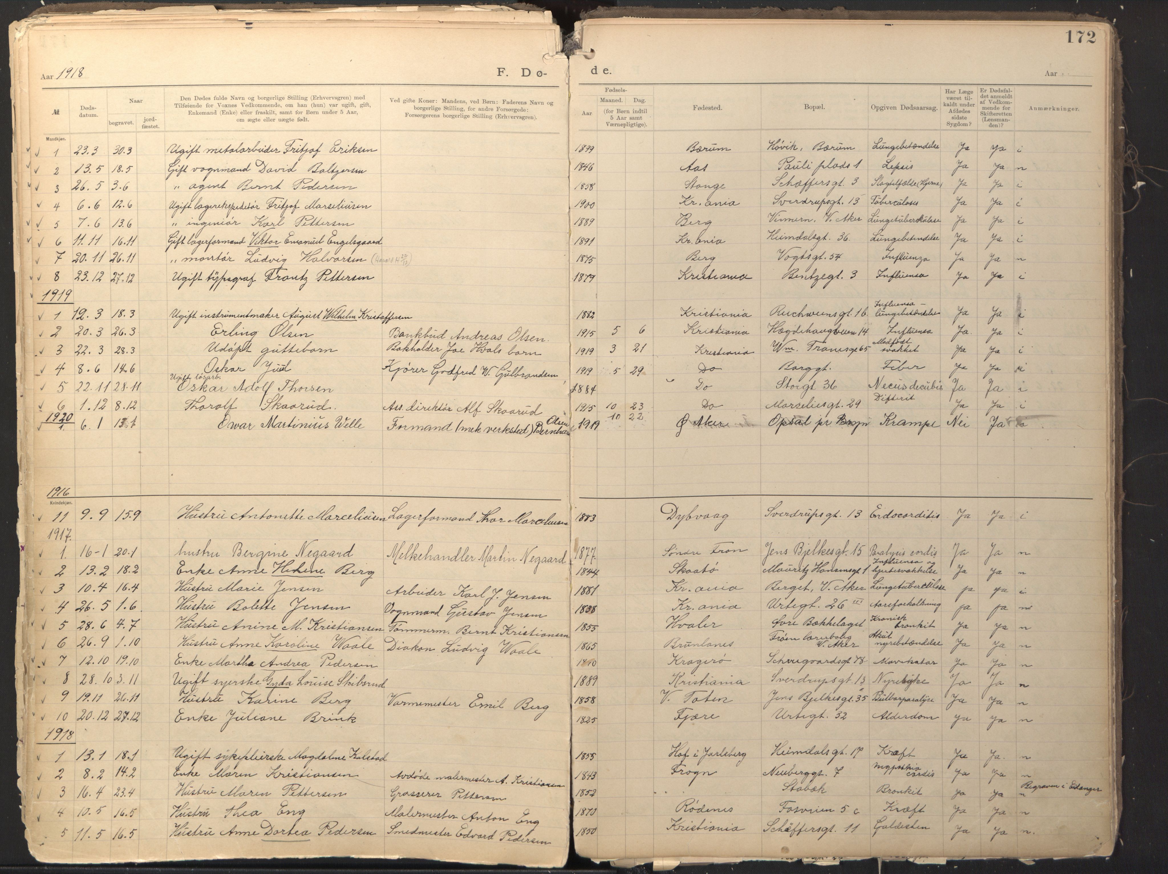 Den evangelisk-lutherske frikirke østre menighet, Oslo, AV/SAO-PAO-0245/F/L0002: Dissenterprotokoll nr. 2, 1892-1936, s. 172