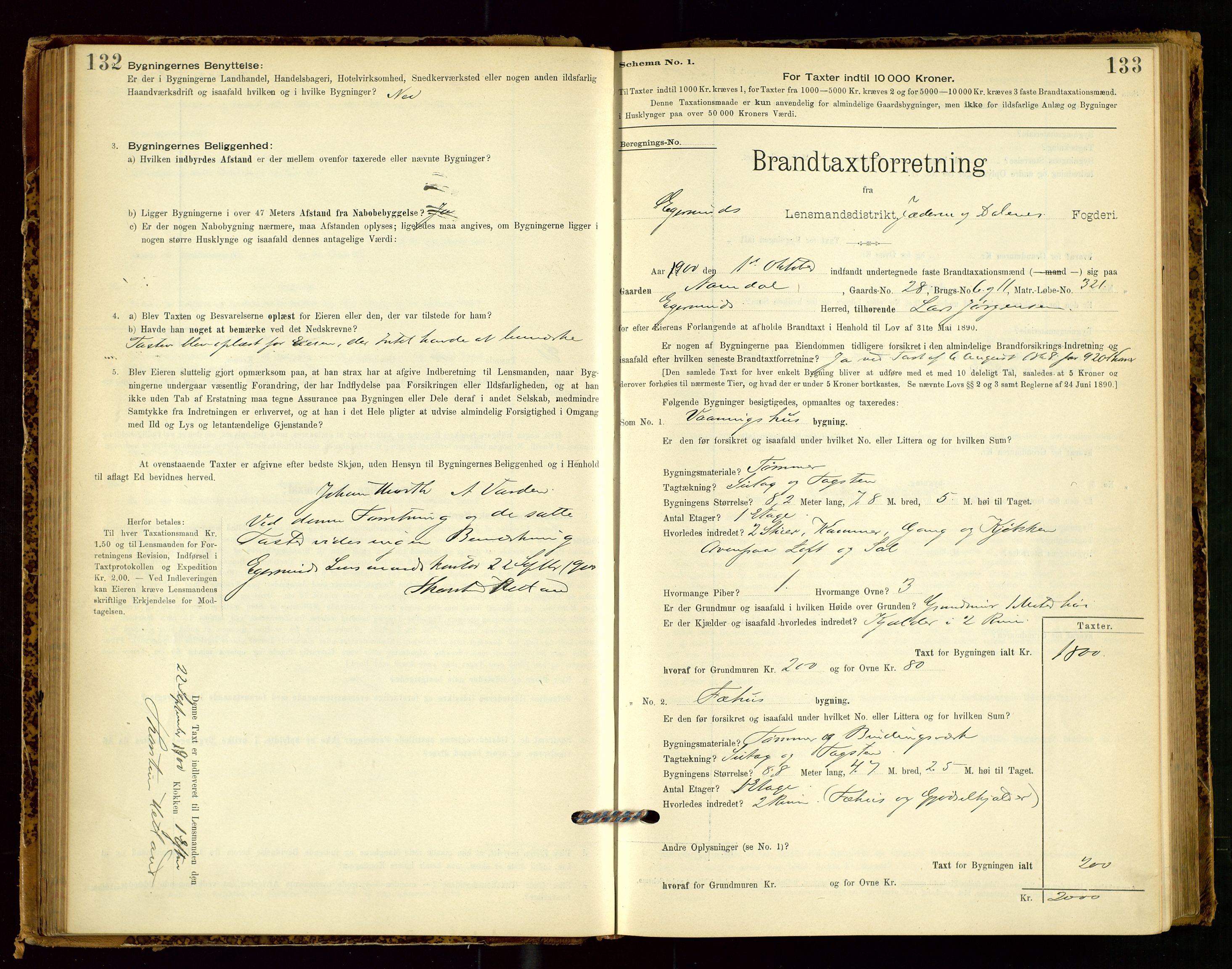 Eigersund lensmannskontor, AV/SAST-A-100171/Gob/L0001: Skjemaprotokoll, 1894-1909, s. 132-133