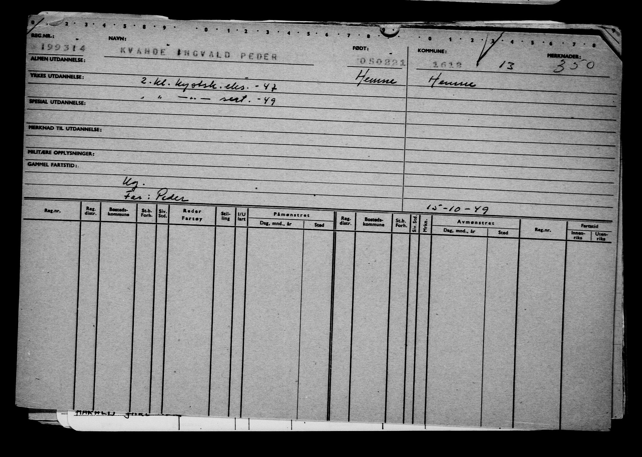 Direktoratet for sjømenn, AV/RA-S-3545/G/Gb/L0190: Hovedkort, 1921, s. 108