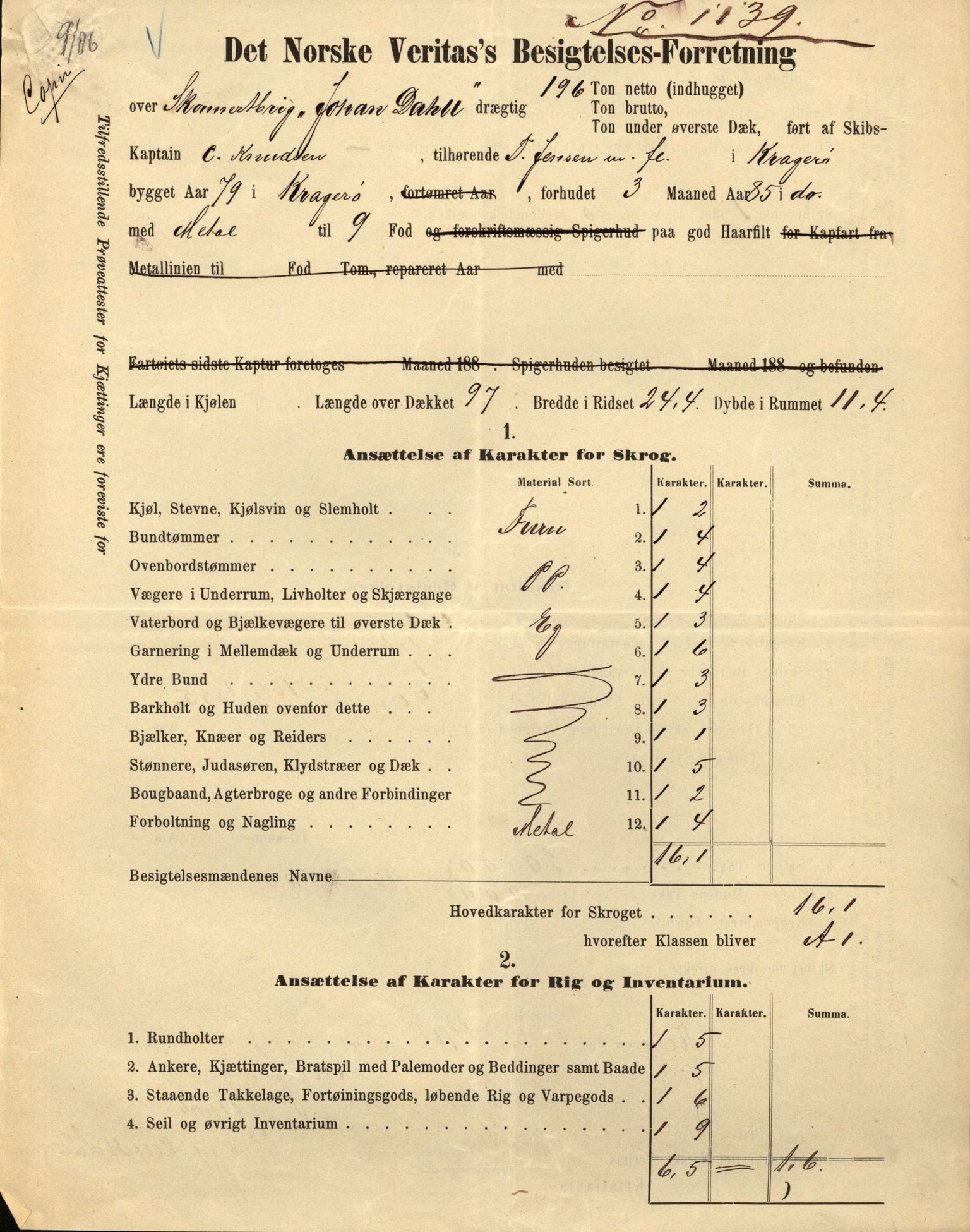 Pa 63 - Østlandske skibsassuranceforening, VEMU/A-1079/G/Ga/L0024/0001: Havaridokumenter / Norrøna, Phønic, Monark, Johan Dahll, Josephine, 1889, s. 48