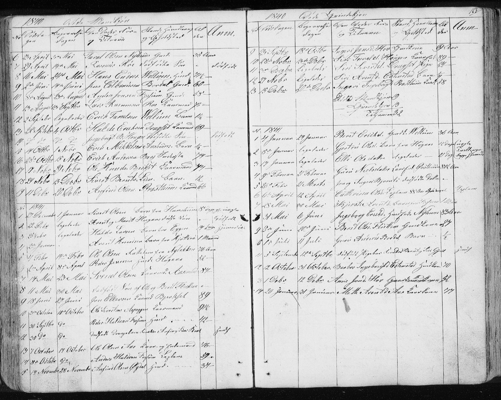 Ministerialprotokoller, klokkerbøker og fødselsregistre - Sør-Trøndelag, AV/SAT-A-1456/689/L1043: Klokkerbok nr. 689C02, 1816-1892, s. 163