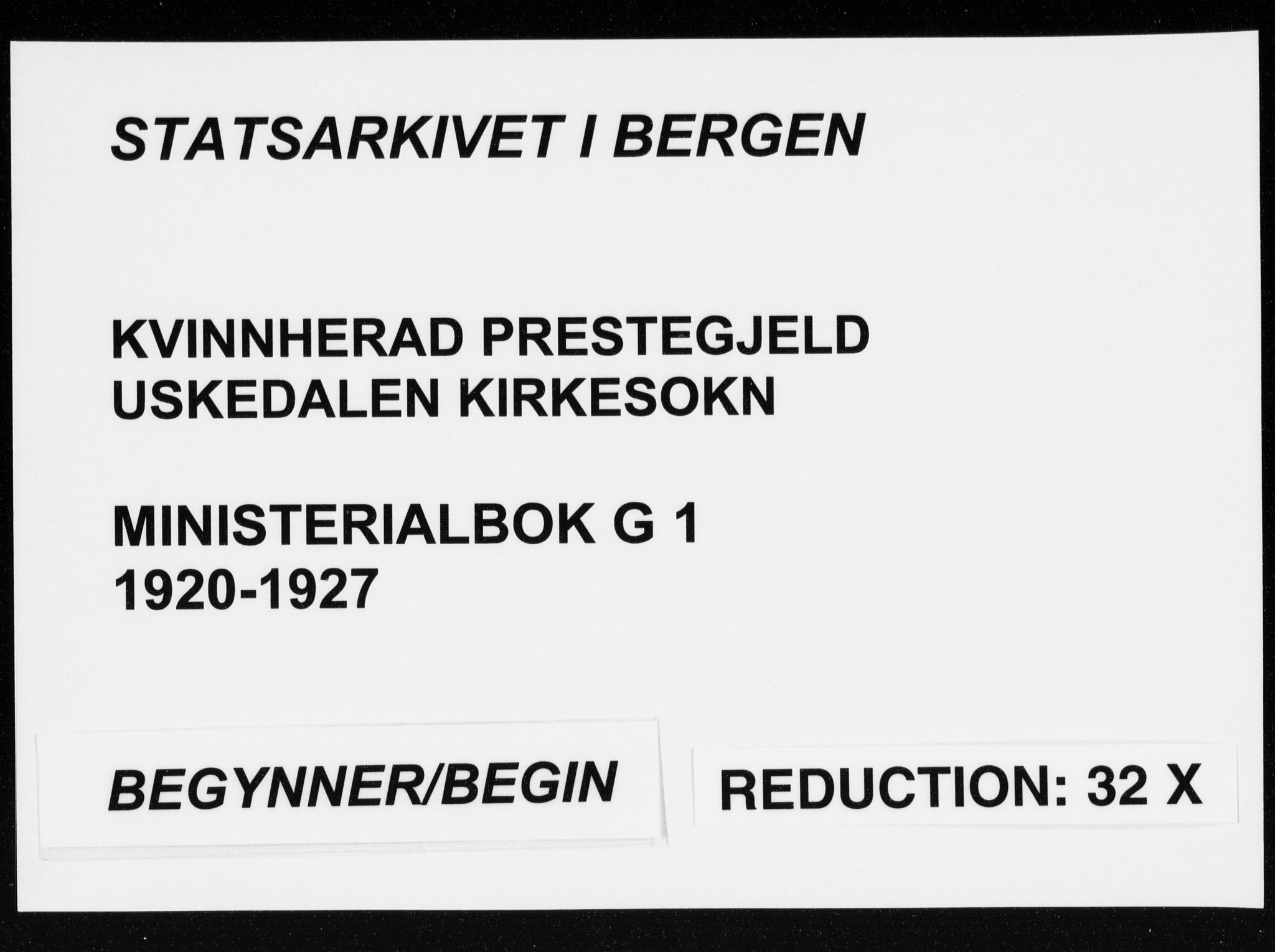 Kvinnherad sokneprestembete, SAB/A-76401/H/Haa: Ministerialbok nr. G  1, 1920-1927