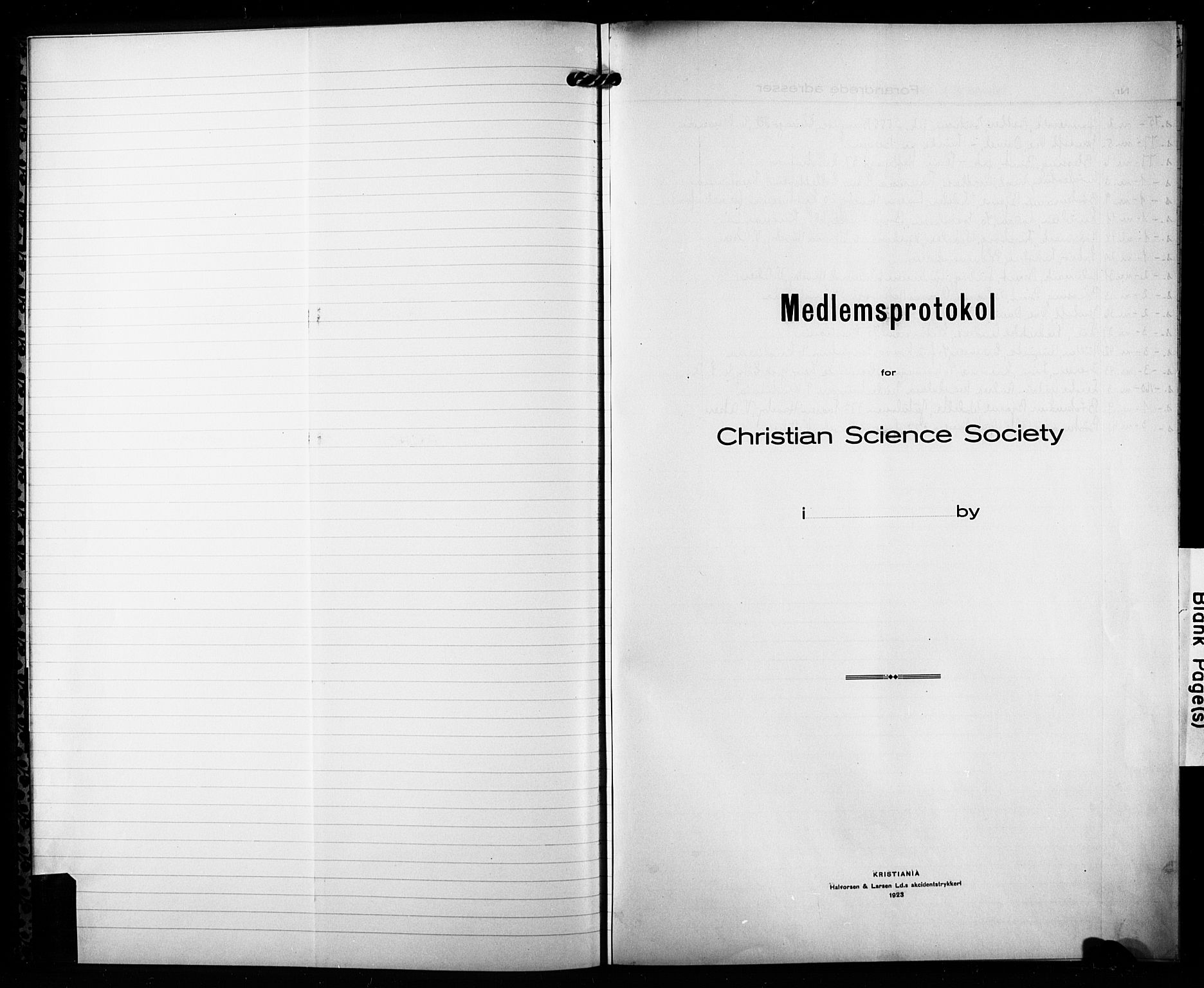 Christian Science Society Oslo , SAO/PAO-0234/A/L0001: Dissenterprotokoll nr. 1, 1908-1923
