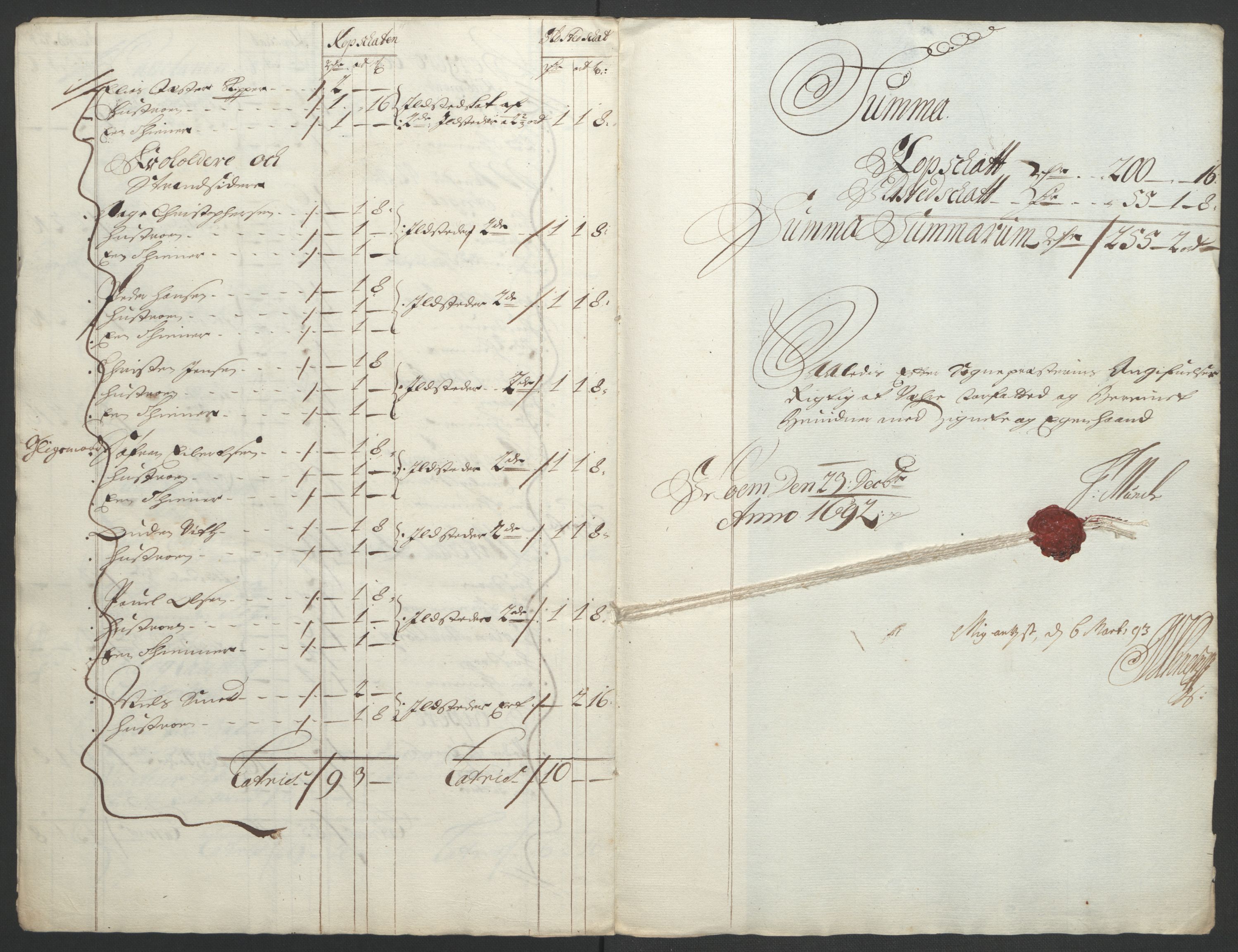Rentekammeret inntil 1814, Reviderte regnskaper, Fogderegnskap, RA/EA-4092/R56/L3735: Fogderegnskap Nordmøre, 1692-1693, s. 146