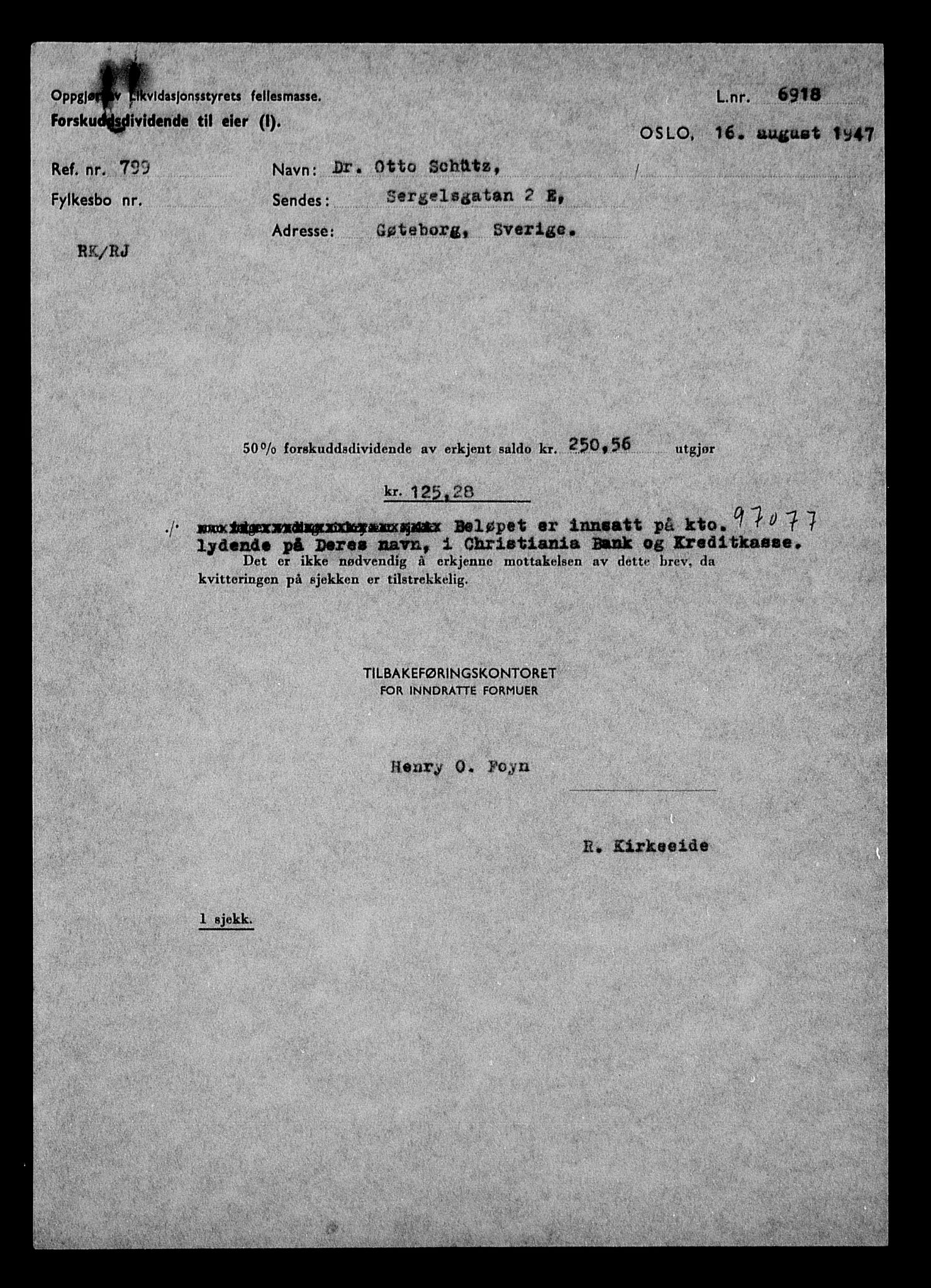 Justisdepartementet, Tilbakeføringskontoret for inndratte formuer, AV/RA-S-1564/H/Hc/Hcd/L1007: --, 1945-1947, s. 5