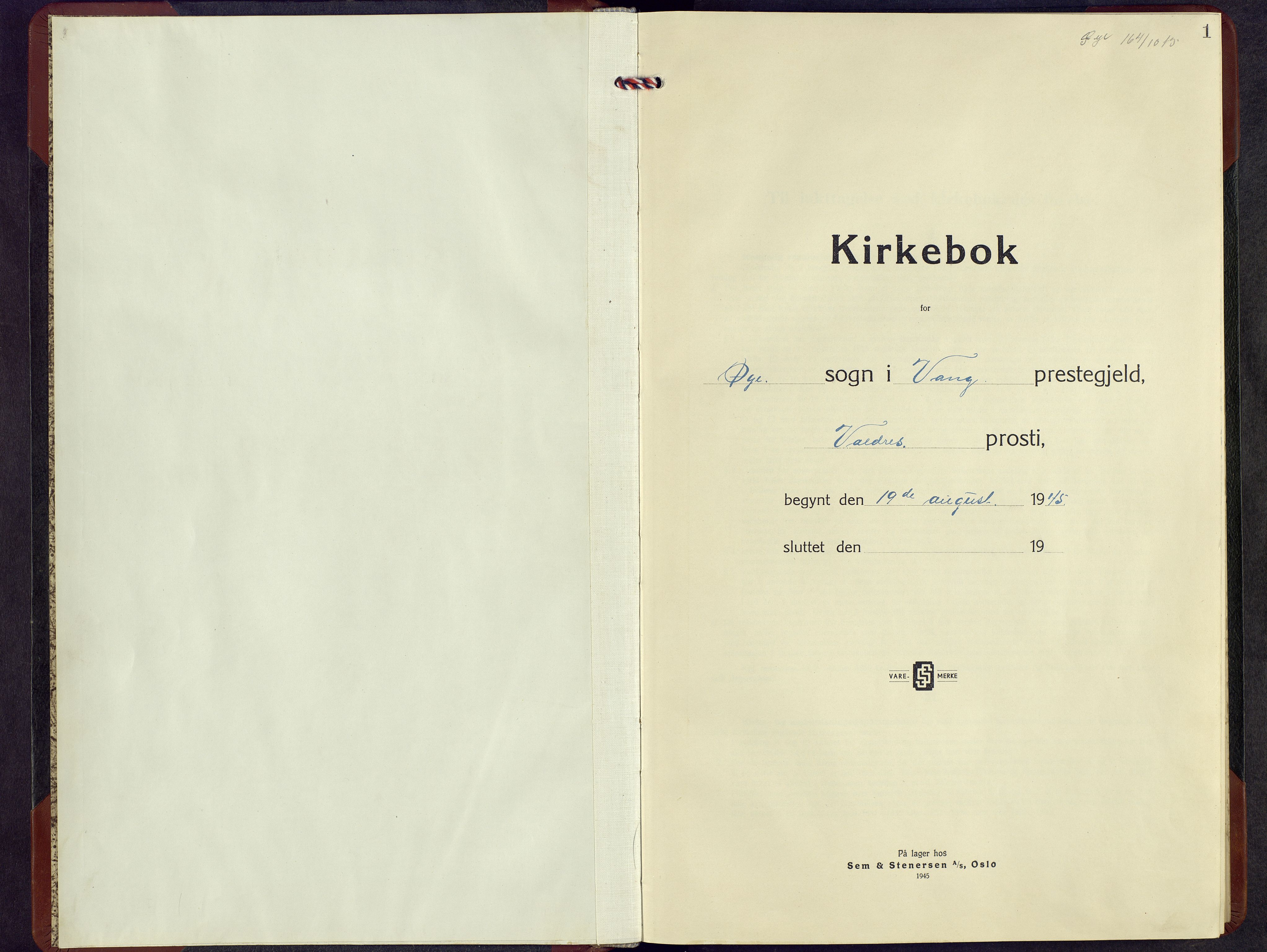 Vang prestekontor, Valdres, AV/SAH-PREST-140/H/Hb/L0010: Klokkerbok nr. 10, 1945-1966, s. 1