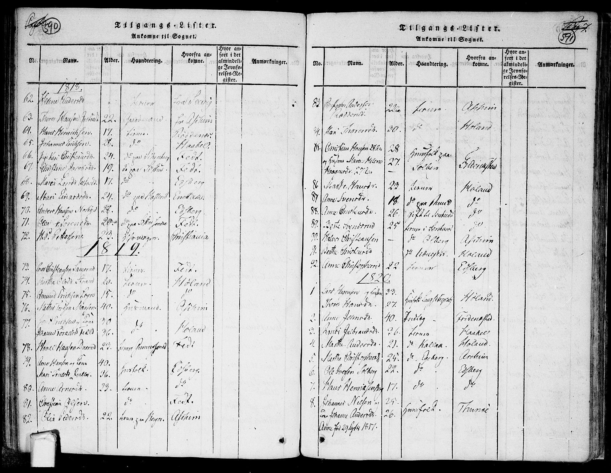 Trøgstad prestekontor Kirkebøker, AV/SAO-A-10925/F/Fa/L0006: Ministerialbok nr. I 6, 1815-1844, s. 590-591