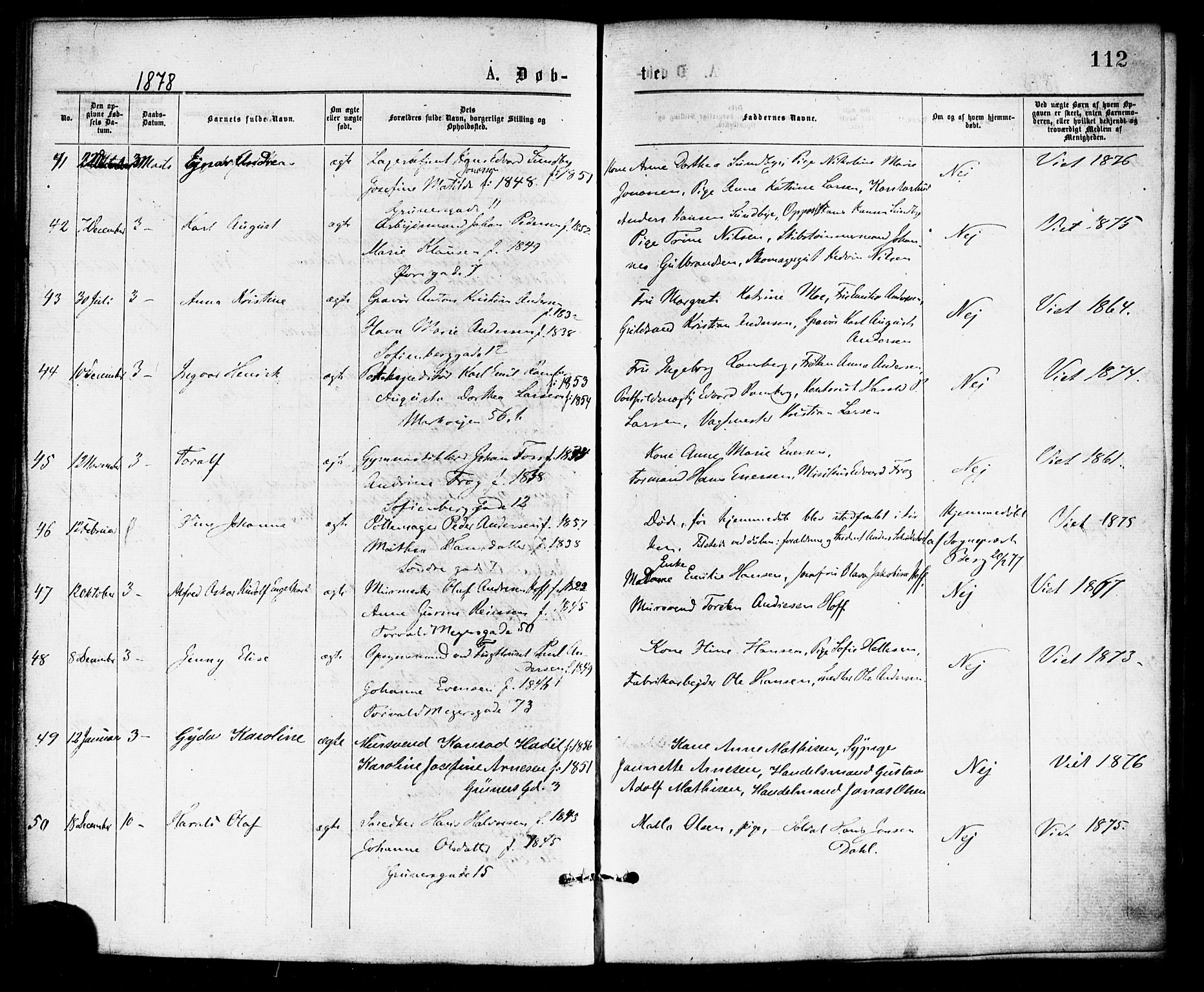 Paulus prestekontor Kirkebøker, AV/SAO-A-10871/F/Fa/L0001: Ministerialbok nr. 1, 1875-1878, s. 112