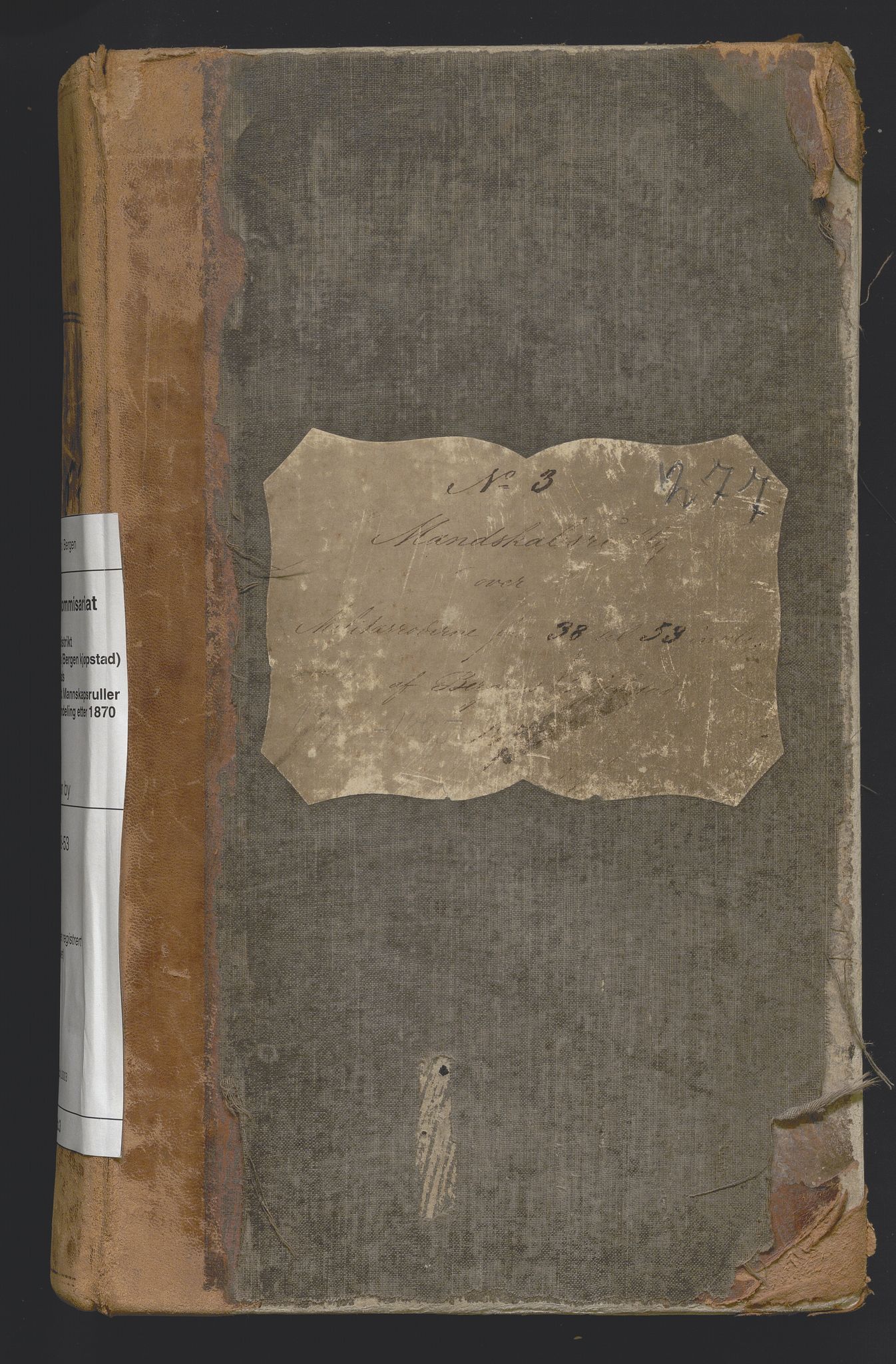 Bergens Krigskommisariat, AV/SAB-A-5103/H/Hj/Hjc/Hjcb/L0003: Mannskapsrulle rode nr 38-53 (eldre ref: 277), 1870-1895