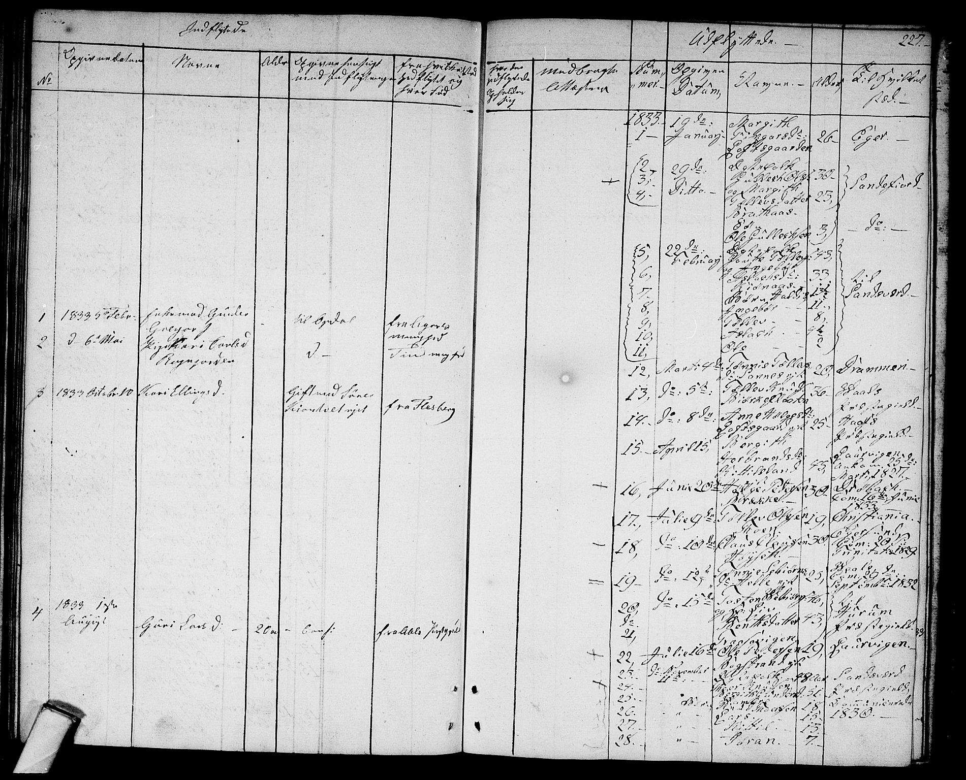 Rollag kirkebøker, AV/SAKO-A-240/G/Ga/L0002: Klokkerbok nr. I 2, 1831-1856, s. 227