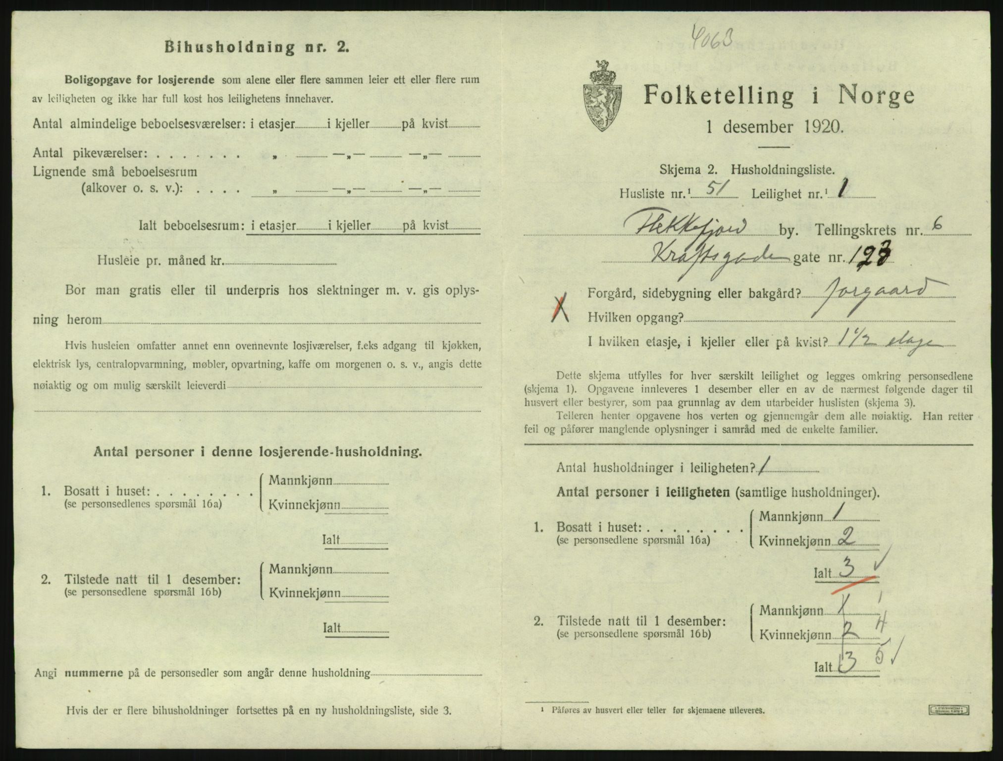 SAK, Folketelling 1920 for 1004 Flekkefjord kjøpstad, 1920, s. 1902