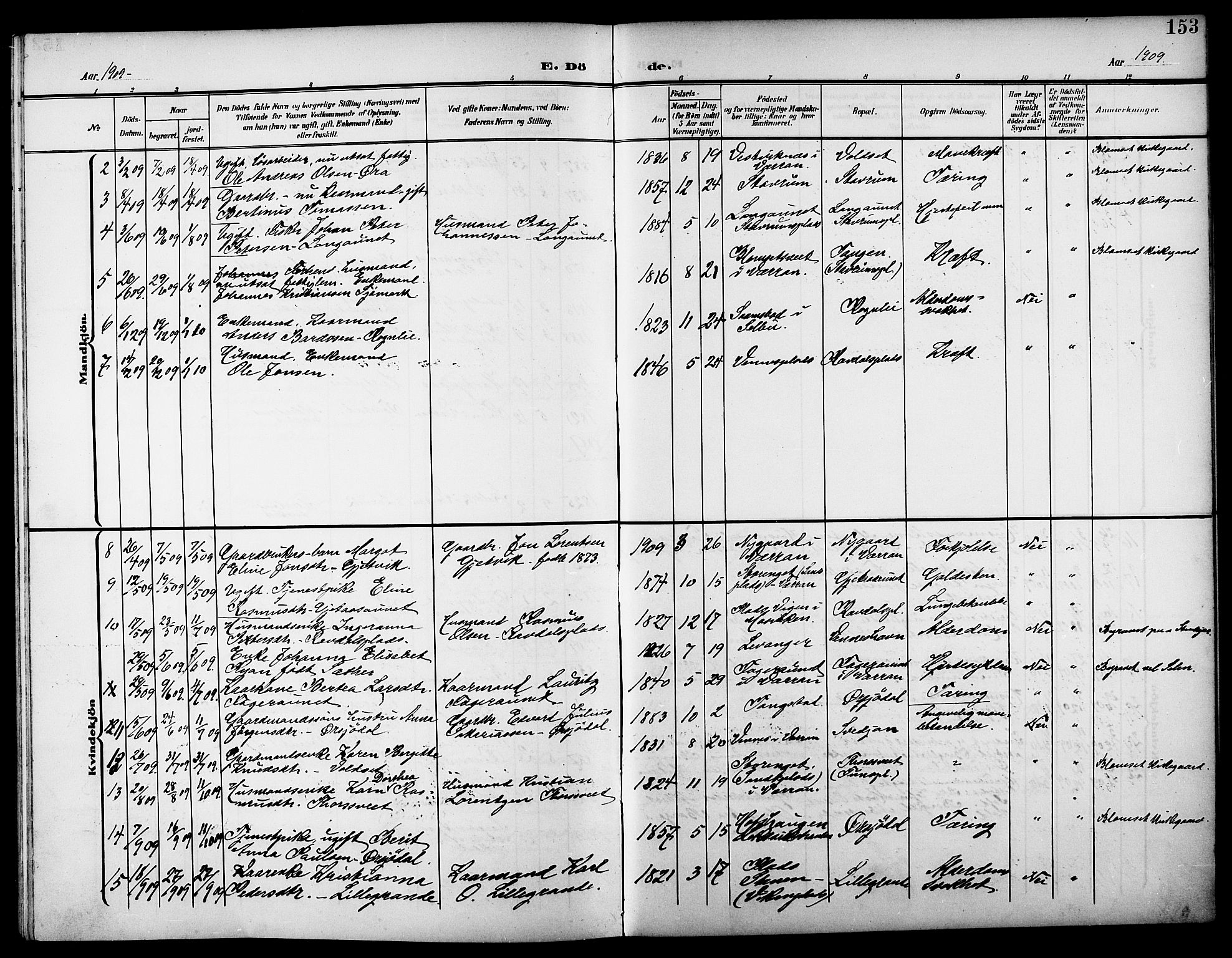 Ministerialprotokoller, klokkerbøker og fødselsregistre - Nord-Trøndelag, AV/SAT-A-1458/744/L0424: Klokkerbok nr. 744C03, 1906-1923, s. 153