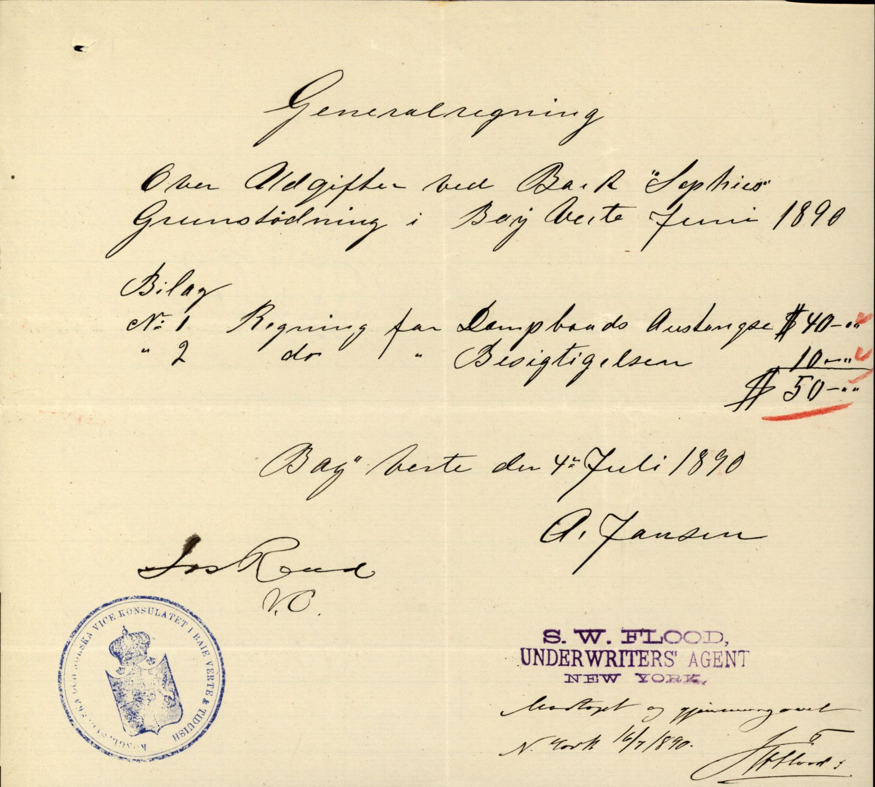 Pa 63 - Østlandske skibsassuranceforening, VEMU/A-1079/G/Ga/L0026/0006: Havaridokumenter / Isbaaden, Sophie & Nicoline, Sophie, Kommandor, Svend Foyn, 1890, s. 17