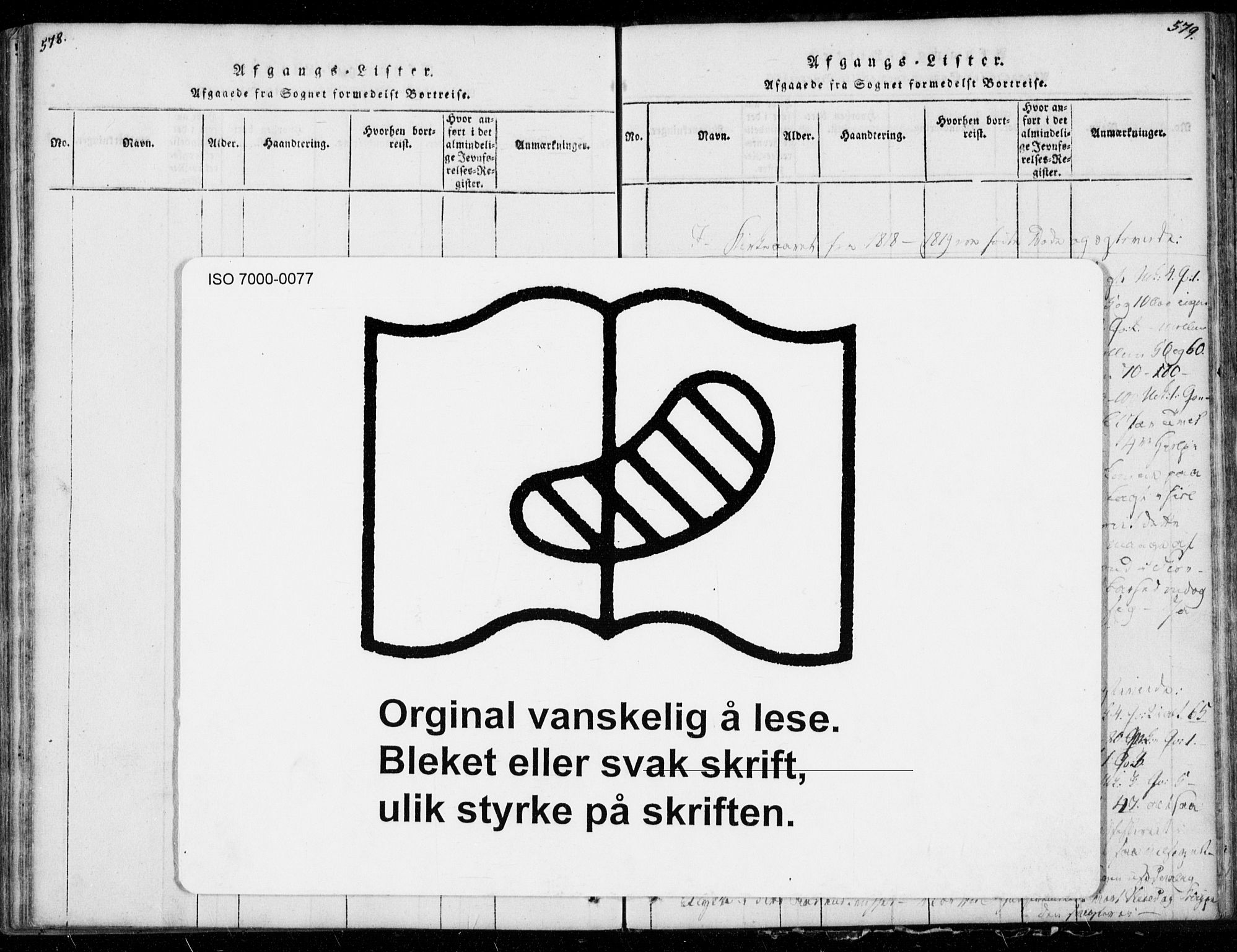 Ministerialprotokoller, klokkerbøker og fødselsregistre - Møre og Romsdal, AV/SAT-A-1454/578/L0903: Ministerialbok nr. 578A02, 1819-1838, s. 578-579