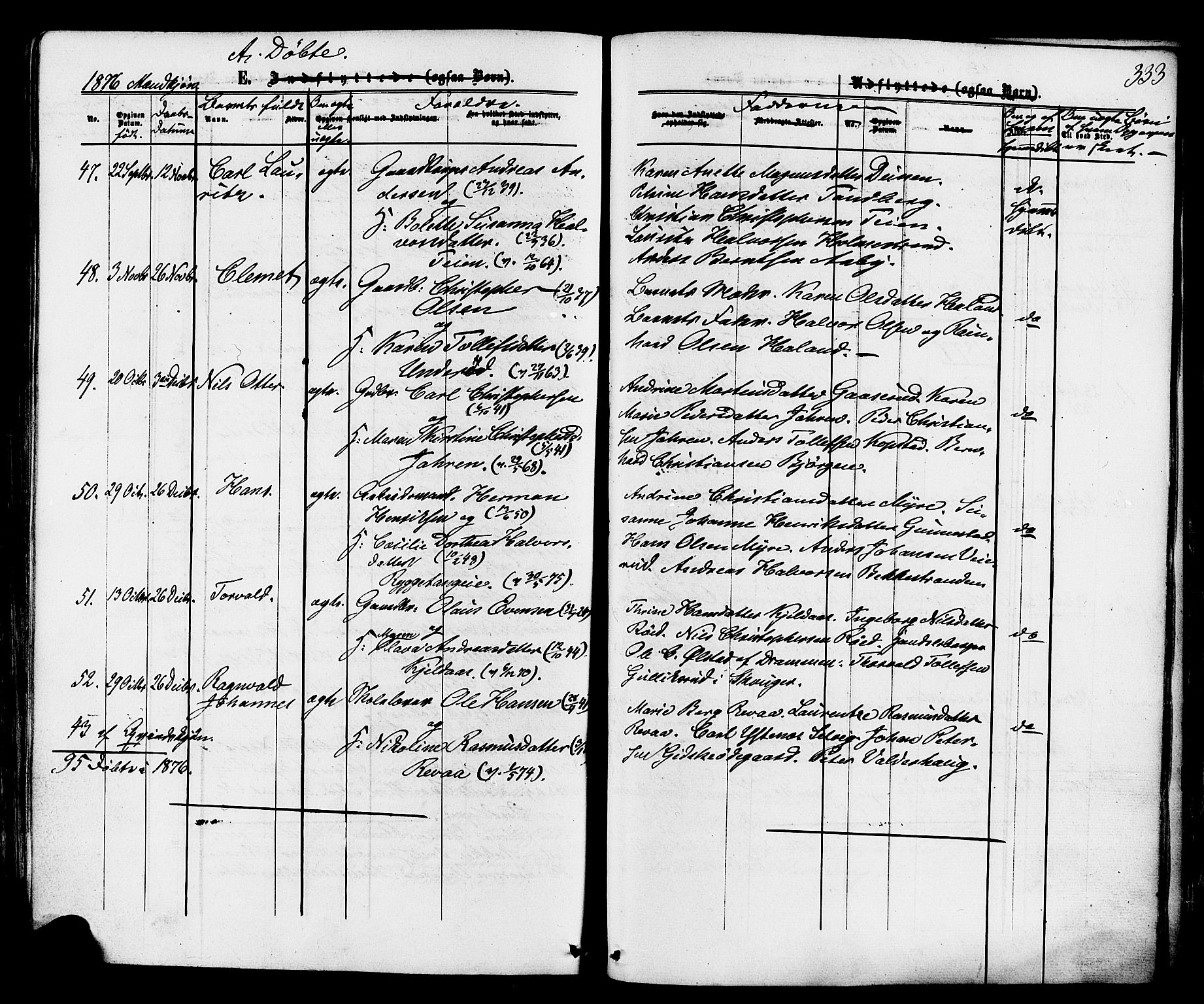 Sande Kirkebøker, AV/SAKO-A-53/F/Fa/L0005: Ministerialbok nr. 5, 1865-1877, s. 333