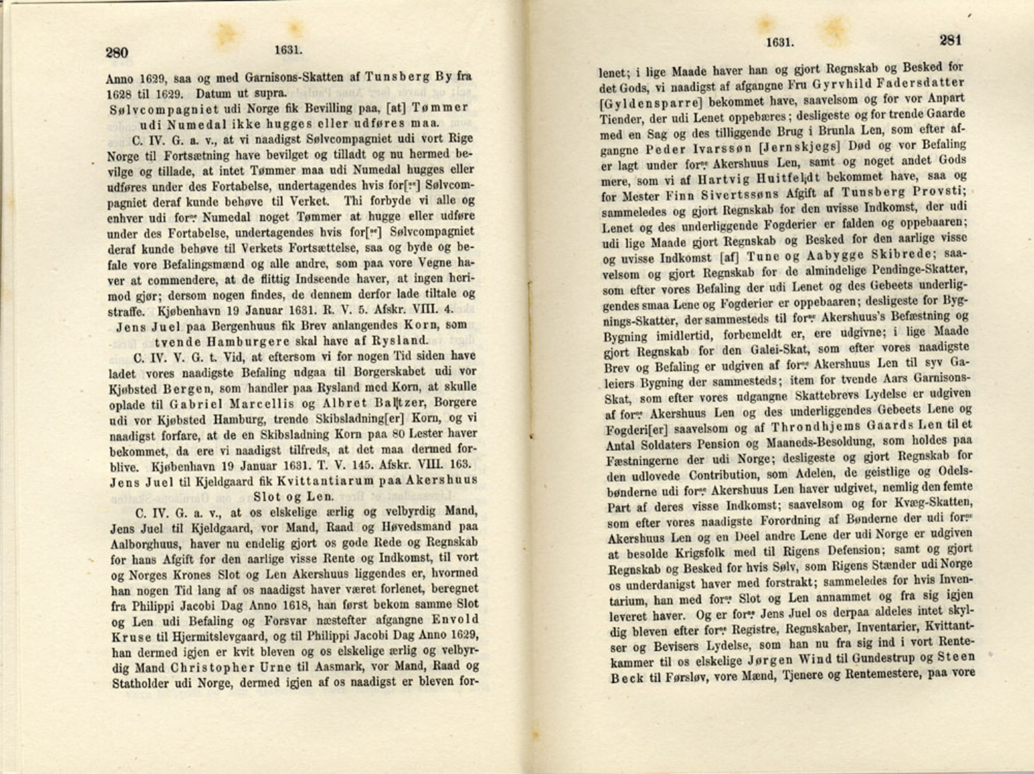 Publikasjoner utgitt av Det Norske Historiske Kildeskriftfond, PUBL/-/-/-: Norske Rigs-Registranter, bind 6, 1628-1634, s. 280-281