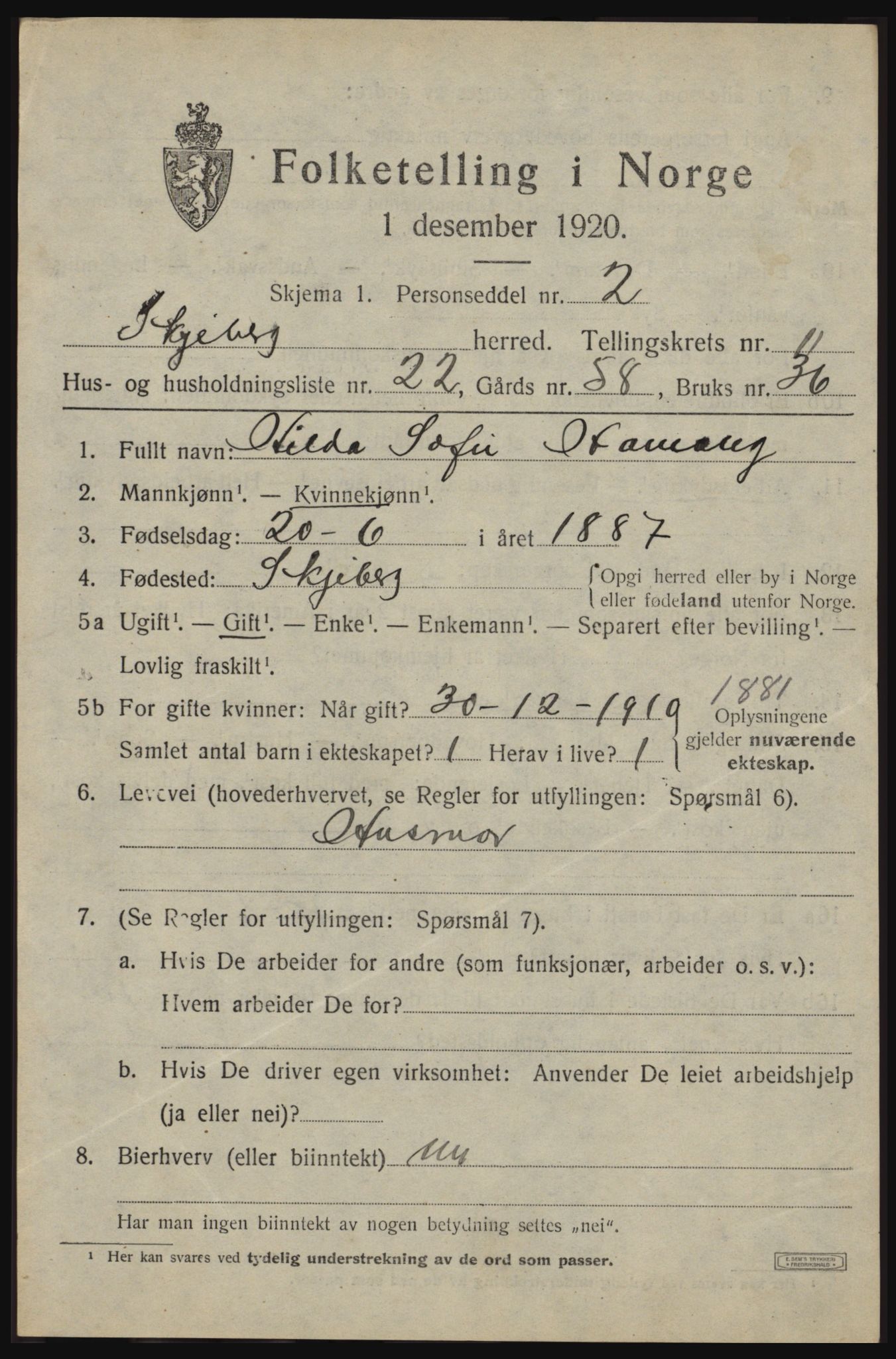 SAO, Folketelling 1920 for 0115 Skjeberg herred, 1920, s. 9713