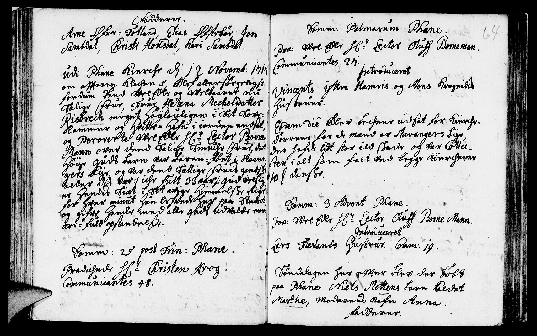 Fana Sokneprestembete, AV/SAB-A-75101/H/Haa/Haaa/L0001: Ministerialbok nr. A 1, 1712-1719, s. 64