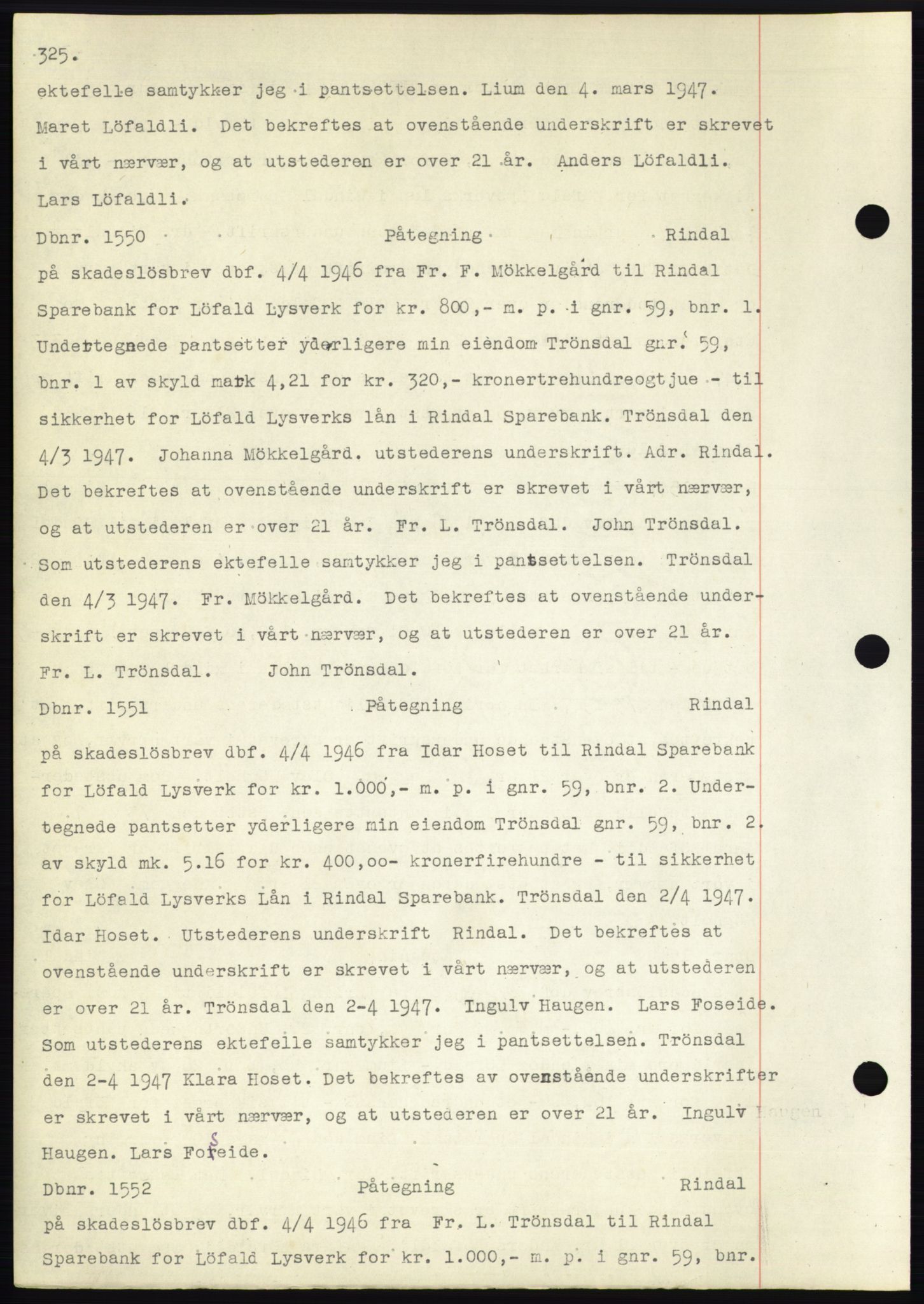 Nordmøre sorenskriveri, SAT/A-4132/1/2/2Ca: Pantebok nr. C82b, 1946-1951, Dagboknr: 1550/1947