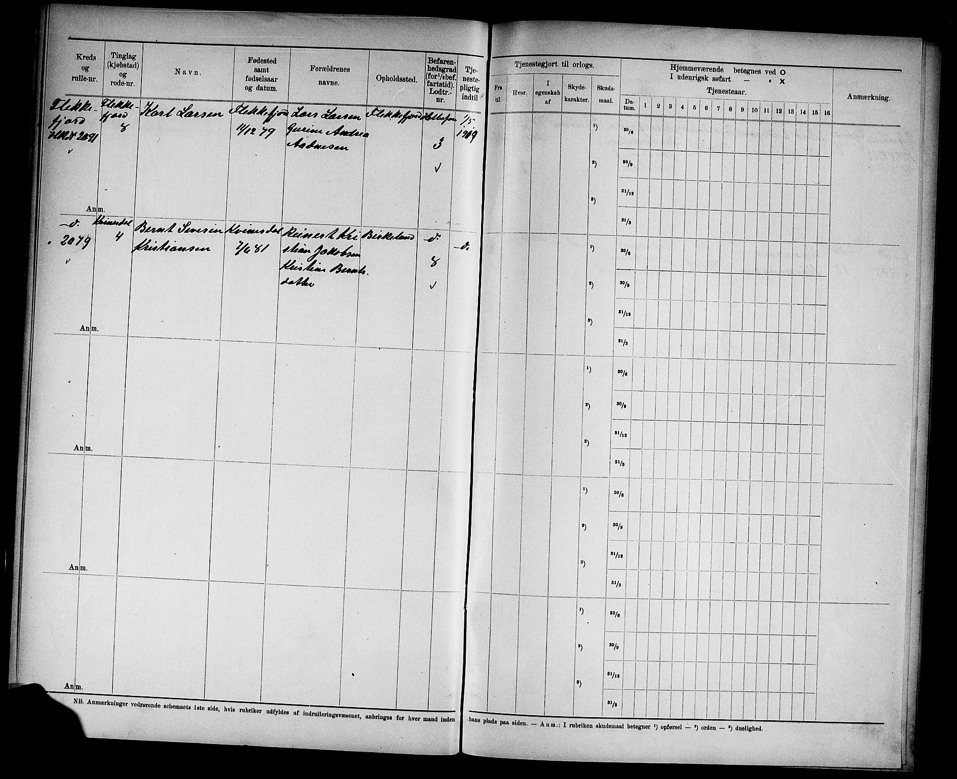 Kristiansand mønstringskrets, SAK/2031-0015/F/Fd/L0005: Rulle sjøvernepliktige, C-5, 1903, s. 43