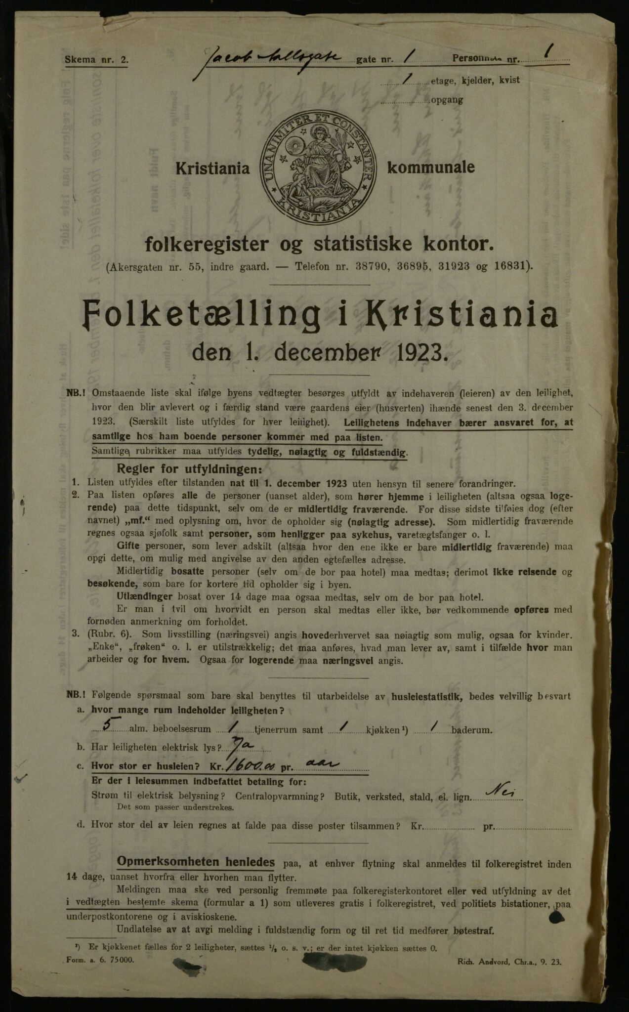 OBA, Kommunal folketelling 1.12.1923 for Kristiania, 1923, s. 49873