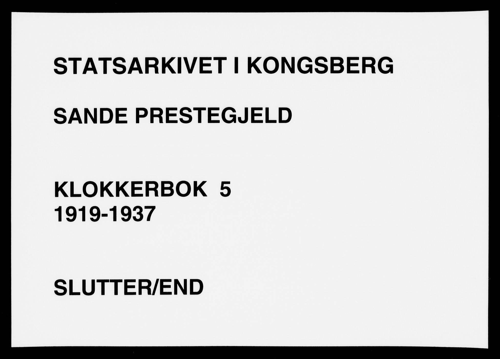 Sande Kirkebøker, AV/SAKO-A-53/G/Ga/L0005: Klokkerbok nr. 5, 1919-1937