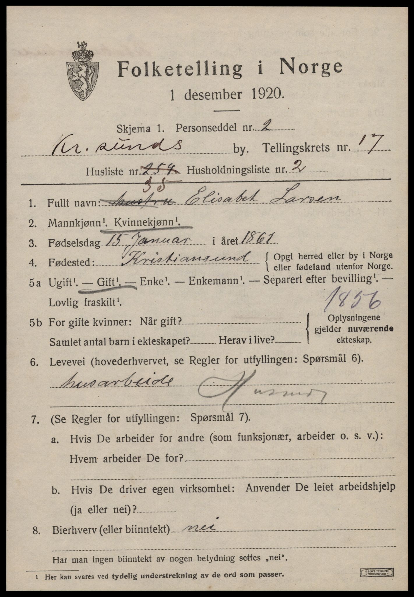 SAT, Folketelling 1920 for 1503 Kristiansund kjøpstad, 1920, s. 36757