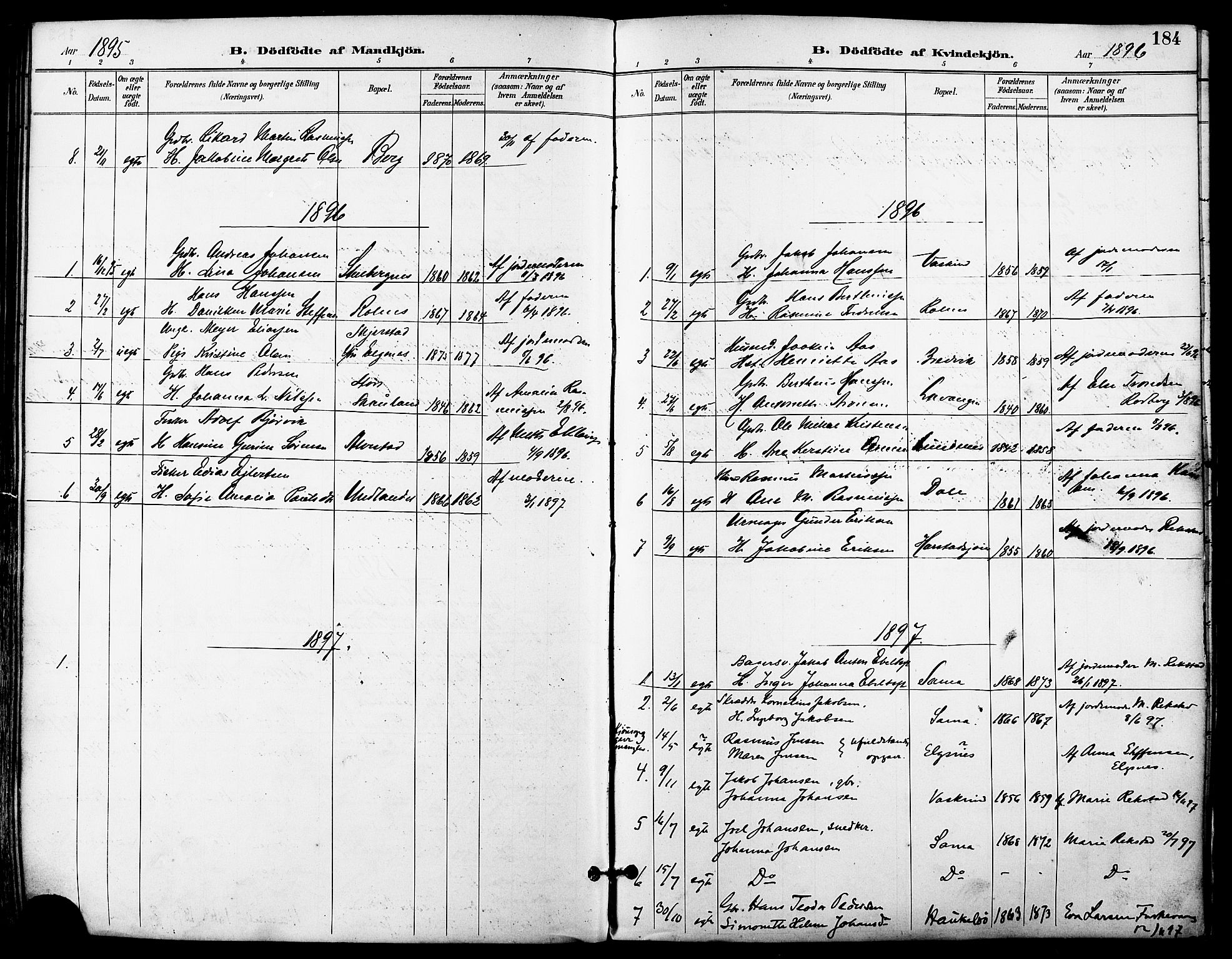 Trondenes sokneprestkontor, AV/SATØ-S-1319/H/Ha/L0016kirke: Ministerialbok nr. 16, 1890-1898, s. 184