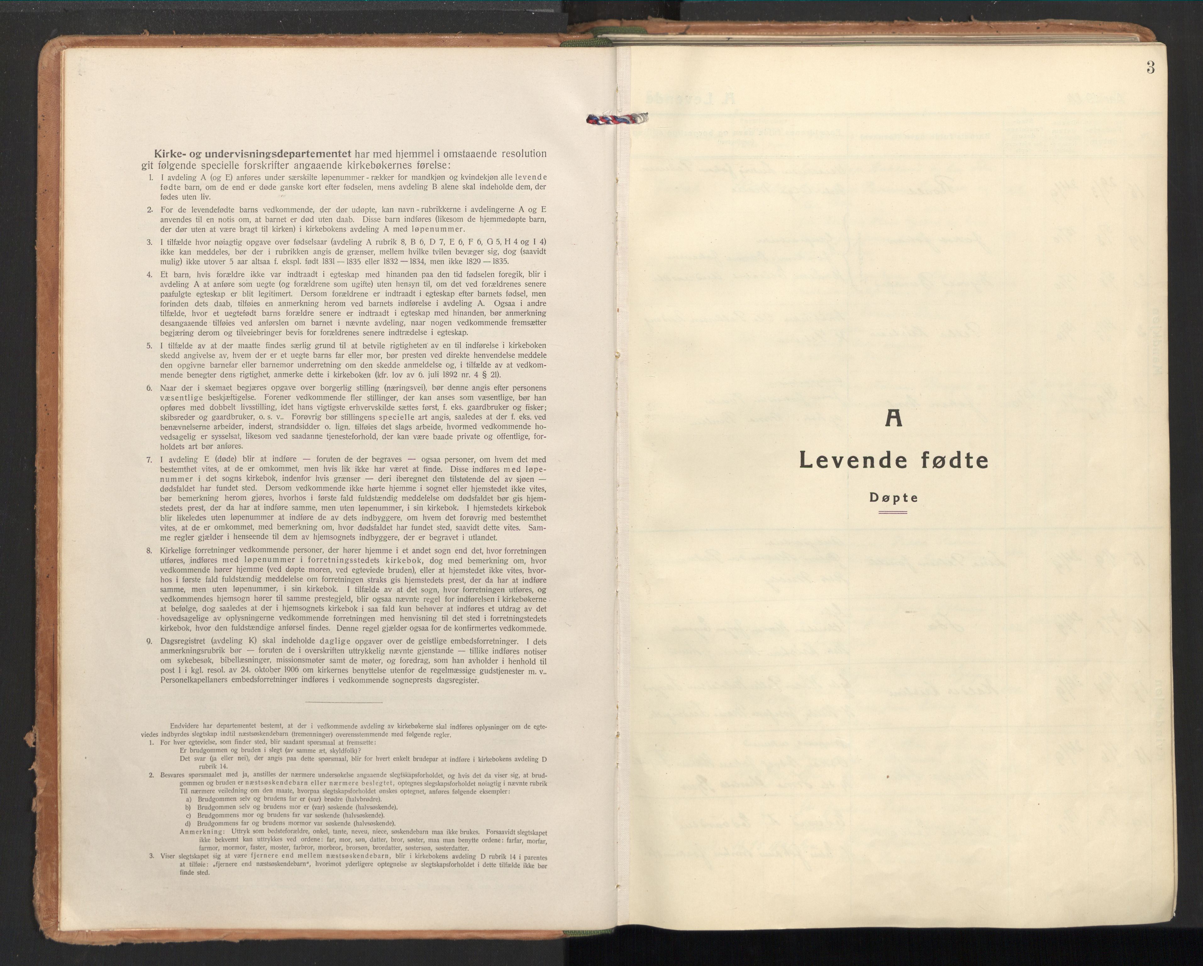 Ministerialprotokoller, klokkerbøker og fødselsregistre - Nordland, SAT/A-1459/851/L0725: Ministerialbok nr. 851A02, 1922-1944, s. 3