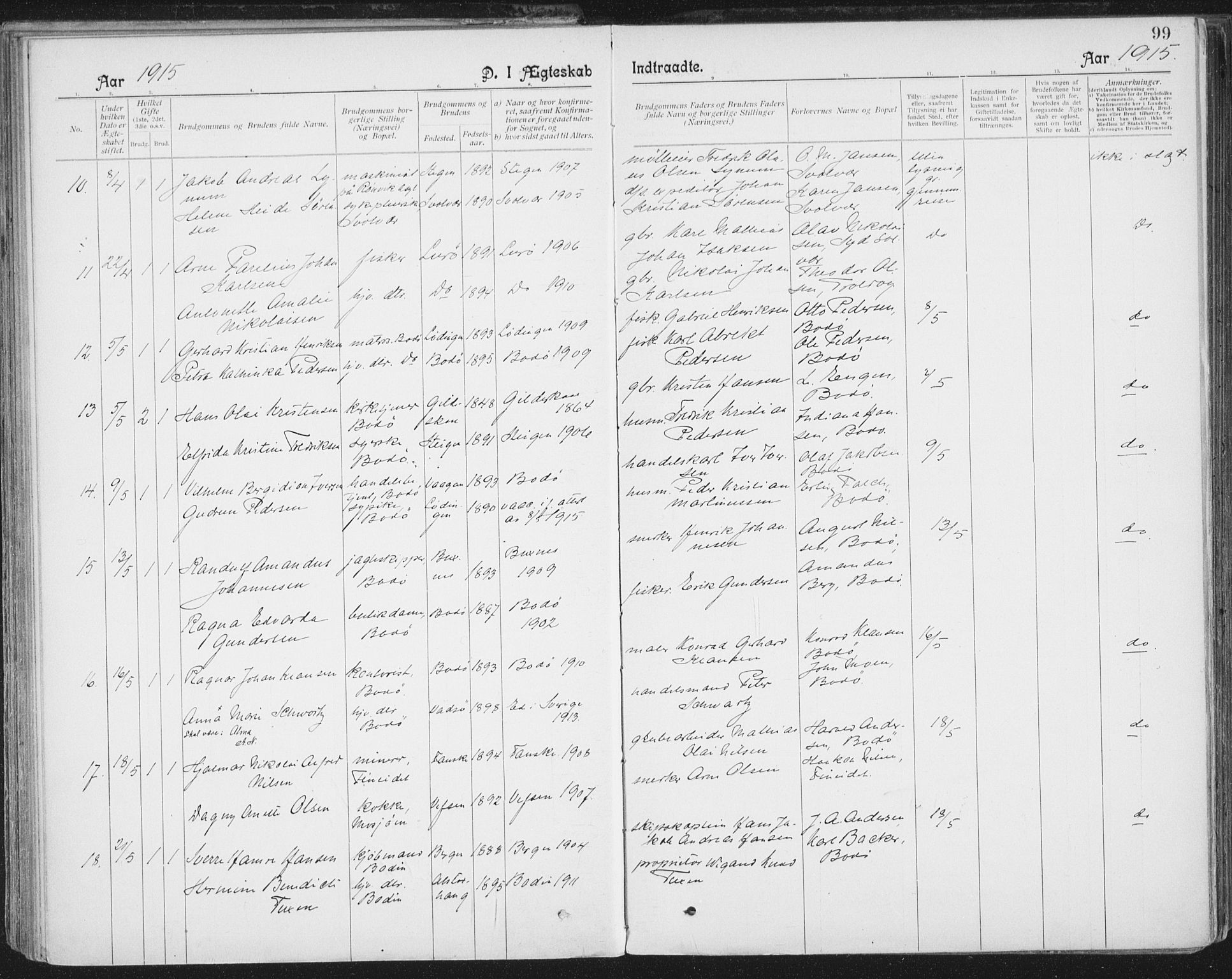 Ministerialprotokoller, klokkerbøker og fødselsregistre - Nordland, AV/SAT-A-1459/801/L0012: Ministerialbok nr. 801A12, 1900-1916, s. 99