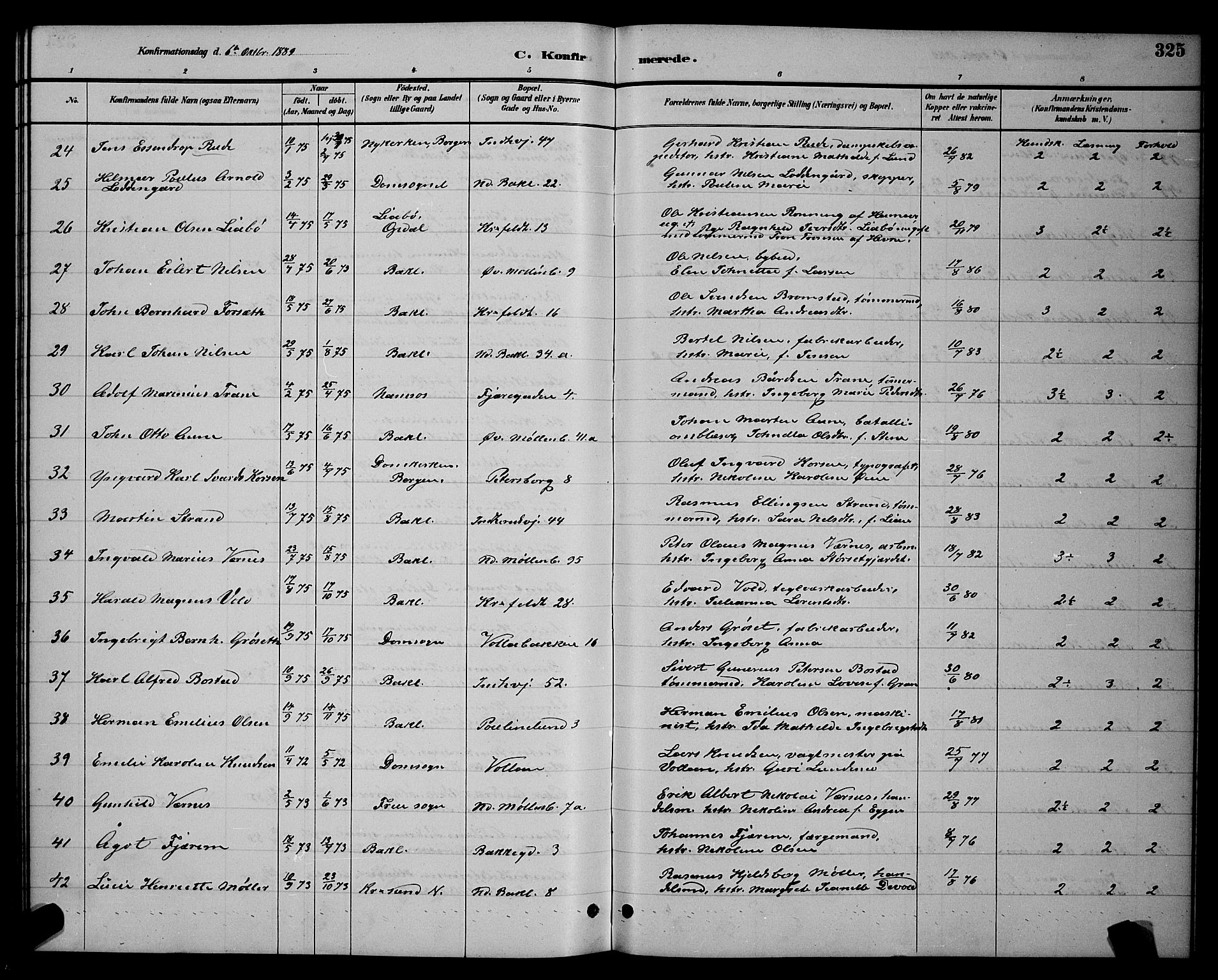 Ministerialprotokoller, klokkerbøker og fødselsregistre - Sør-Trøndelag, SAT/A-1456/604/L0222: Klokkerbok nr. 604C05, 1886-1895, s. 325