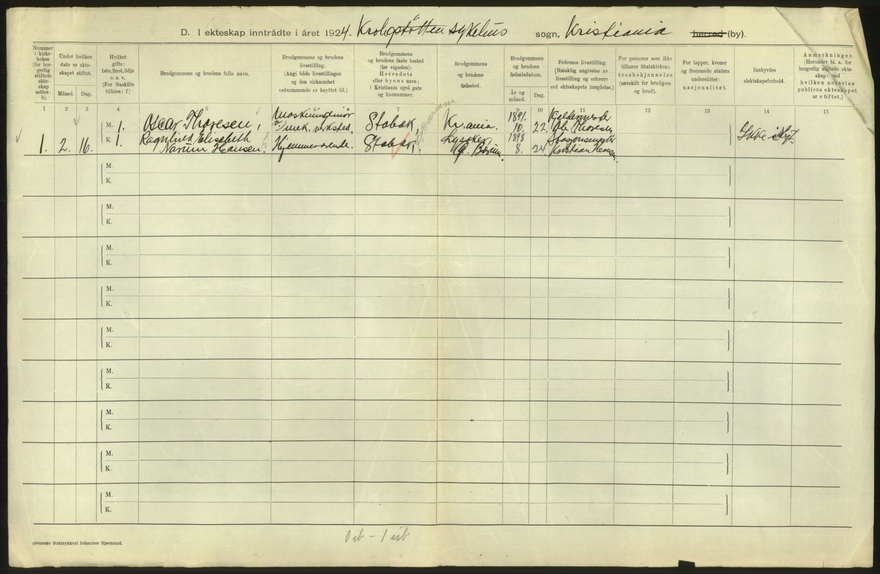 Statistisk sentralbyrå, Sosiodemografiske emner, Befolkning, RA/S-2228/D/Df/Dfc/Dfcd/L0007: Kristiania: Gifte, 1924, s. 824