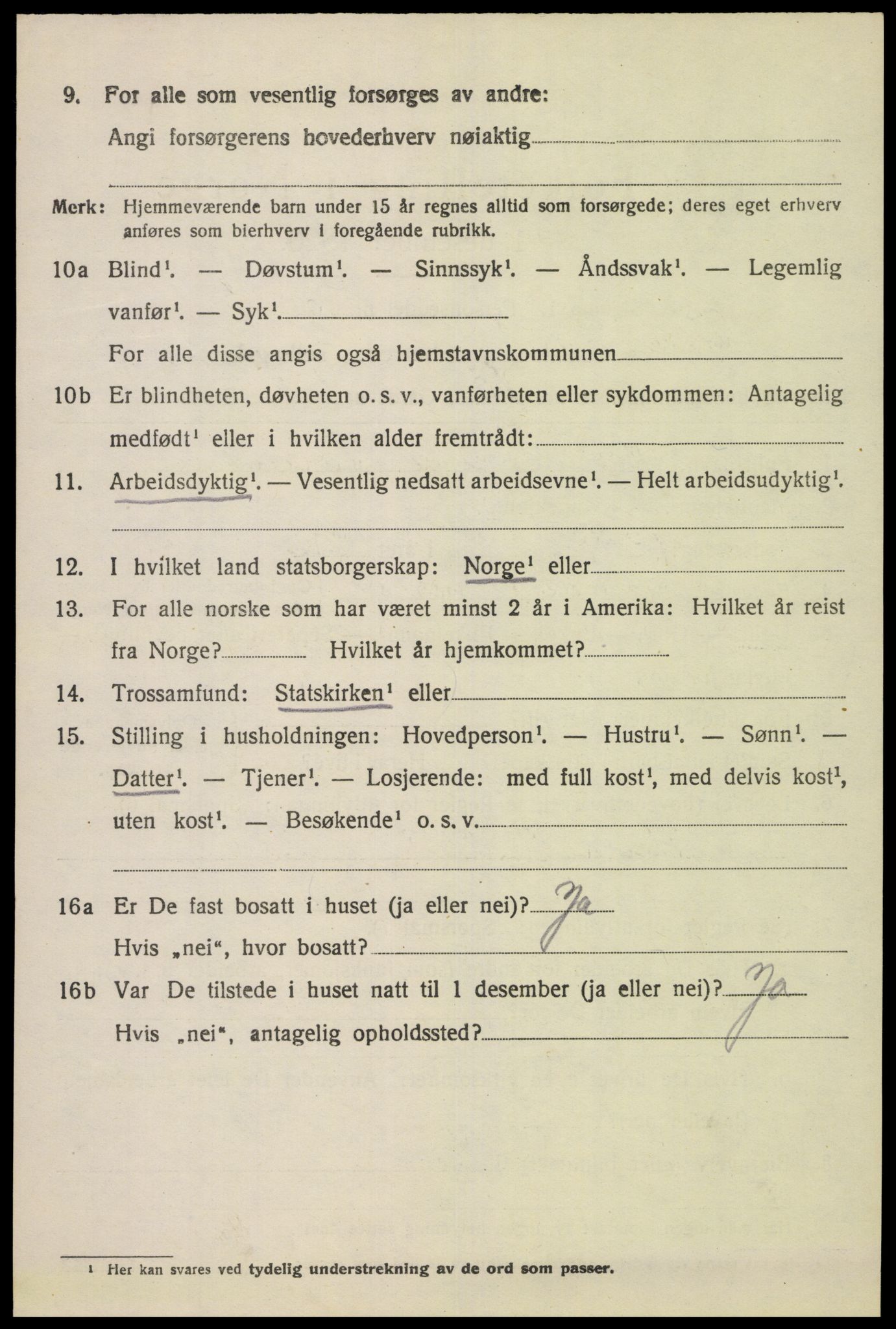 SAK, Folketelling 1920 for 1036 Fjotland herred, 1920, s. 1593