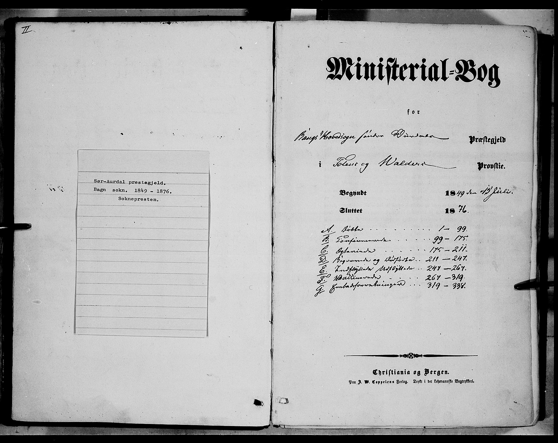 Sør-Aurdal prestekontor, SAH/PREST-128/H/Ha/Haa/L0005: Ministerialbok nr. 5, 1849-1876