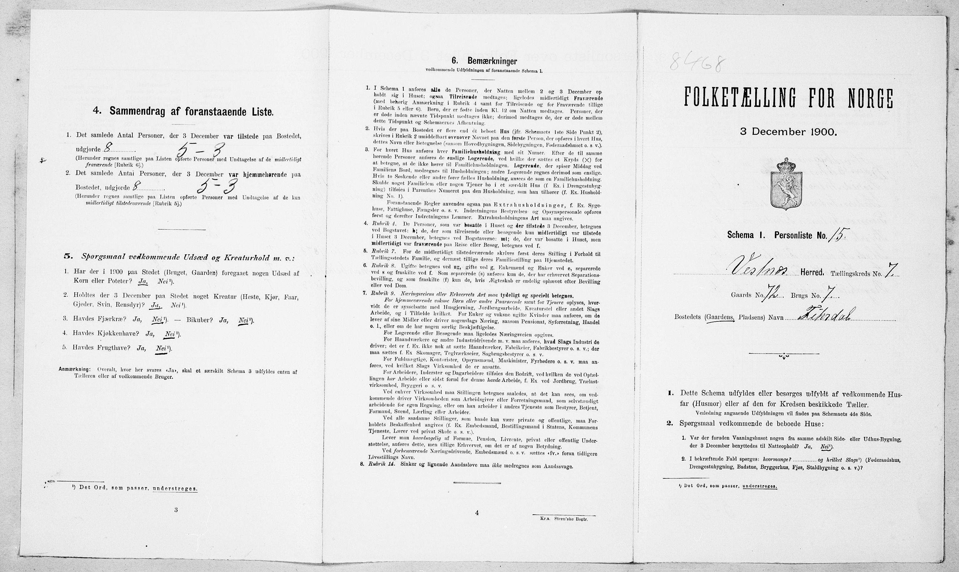 SAT, Folketelling 1900 for 1535 Vestnes herred, 1900, s. 705
