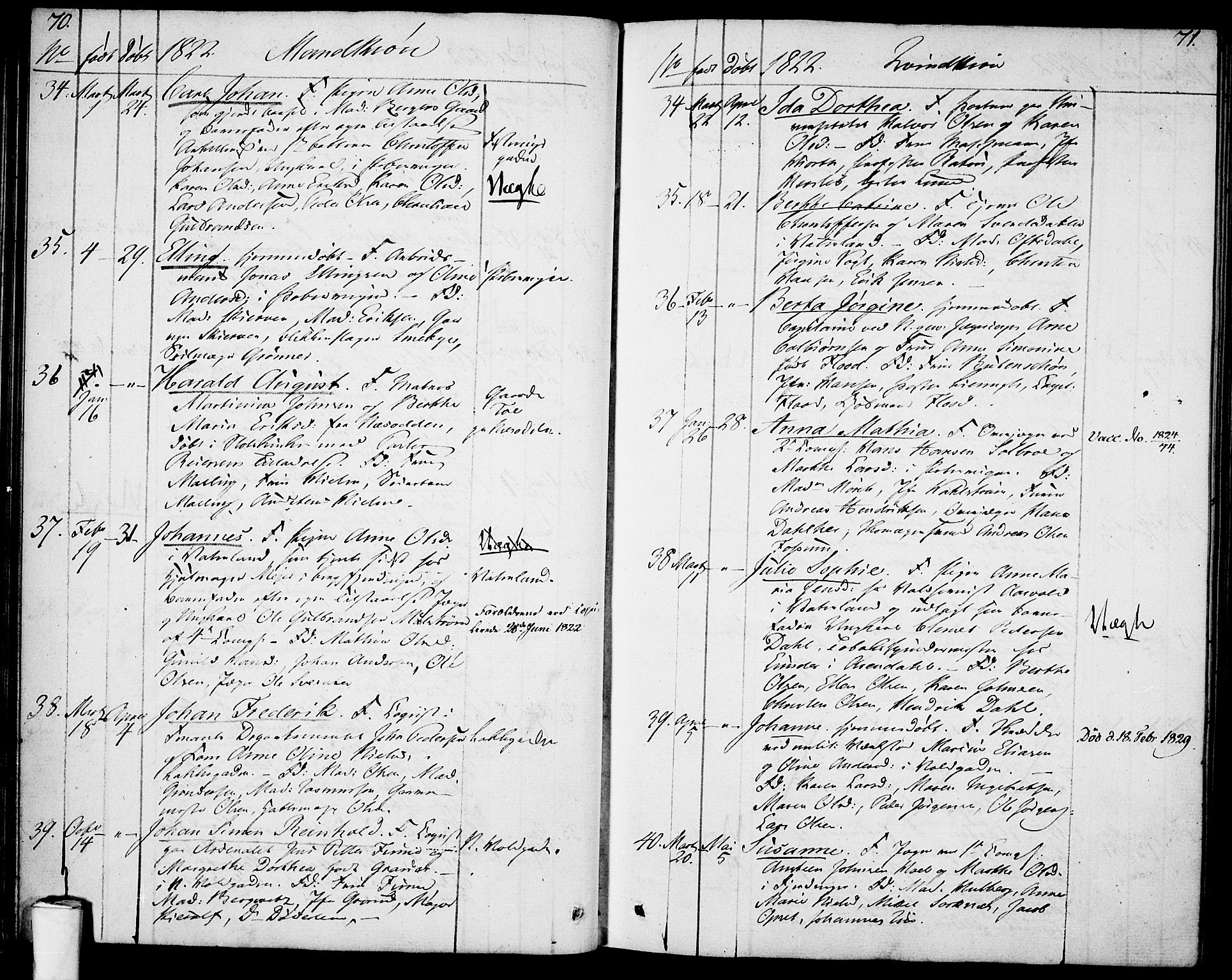 Garnisonsmenigheten Kirkebøker, AV/SAO-A-10846/F/Fa/L0004: Ministerialbok nr. 4, 1820-1828, s. 70-71